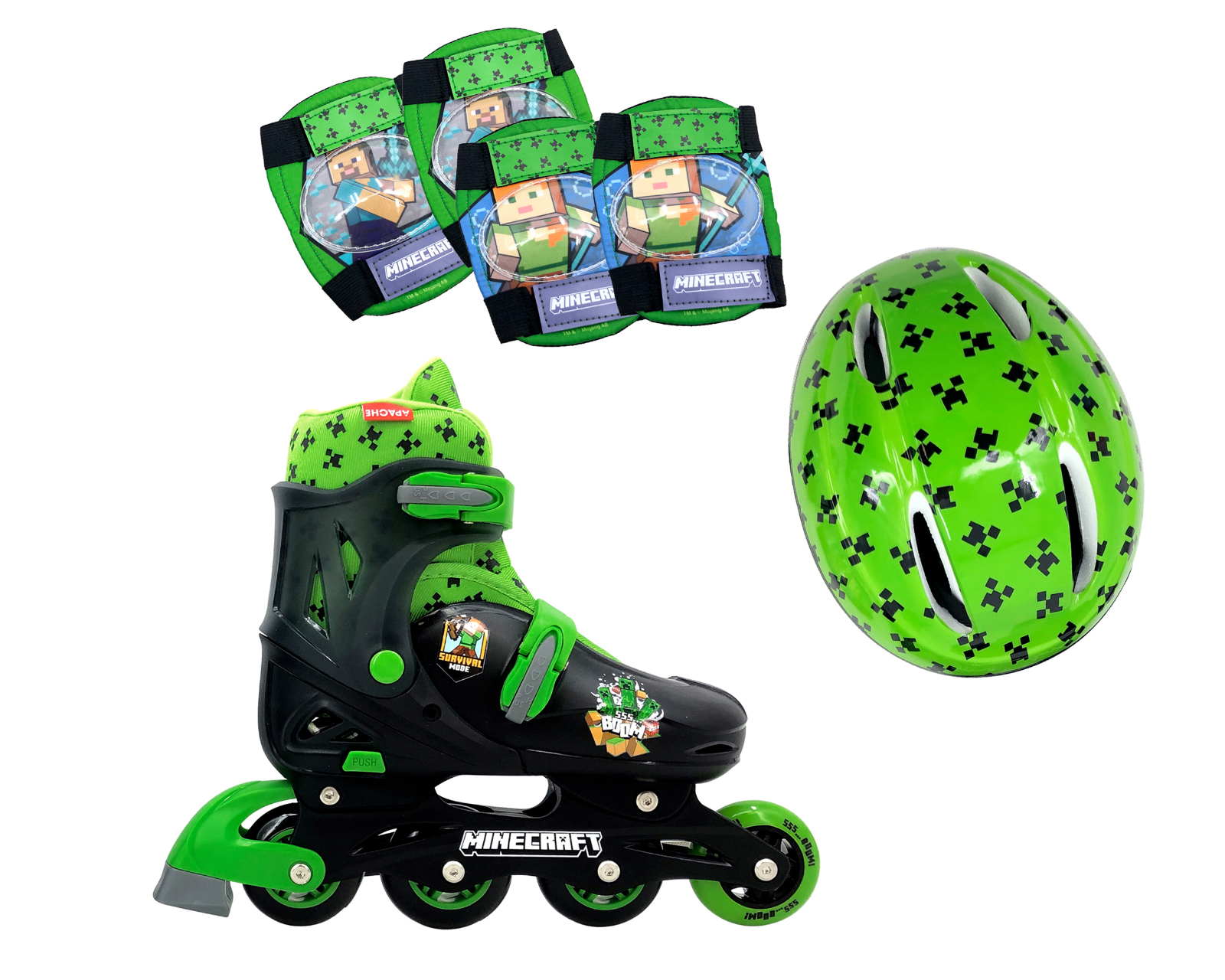 Foto 3 pulgar | Foto 2 | Patines para Niño de 4 Ruedas Apache Minecraft Ajustables