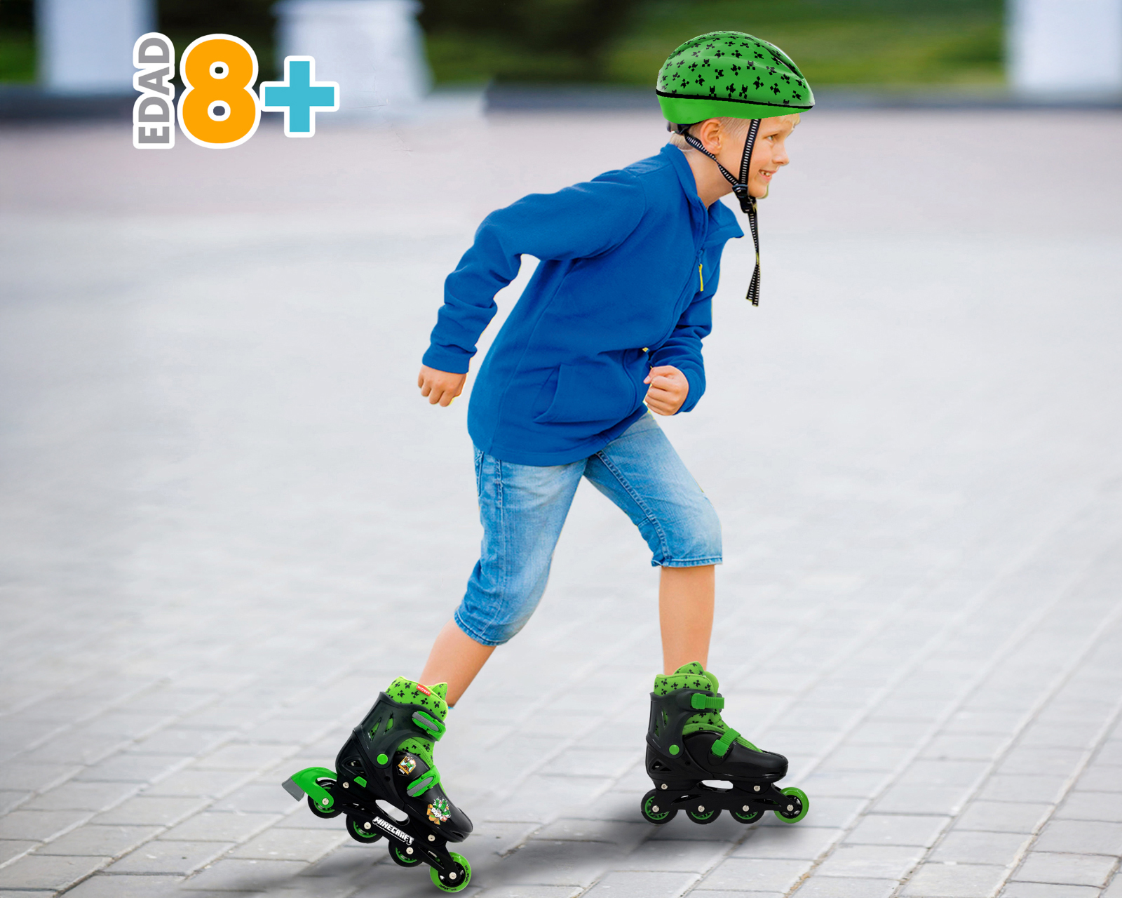 Foto 7 pulgar | Foto 6 | Patines para Niño de 4 Ruedas Apache Minecraft Ajustables