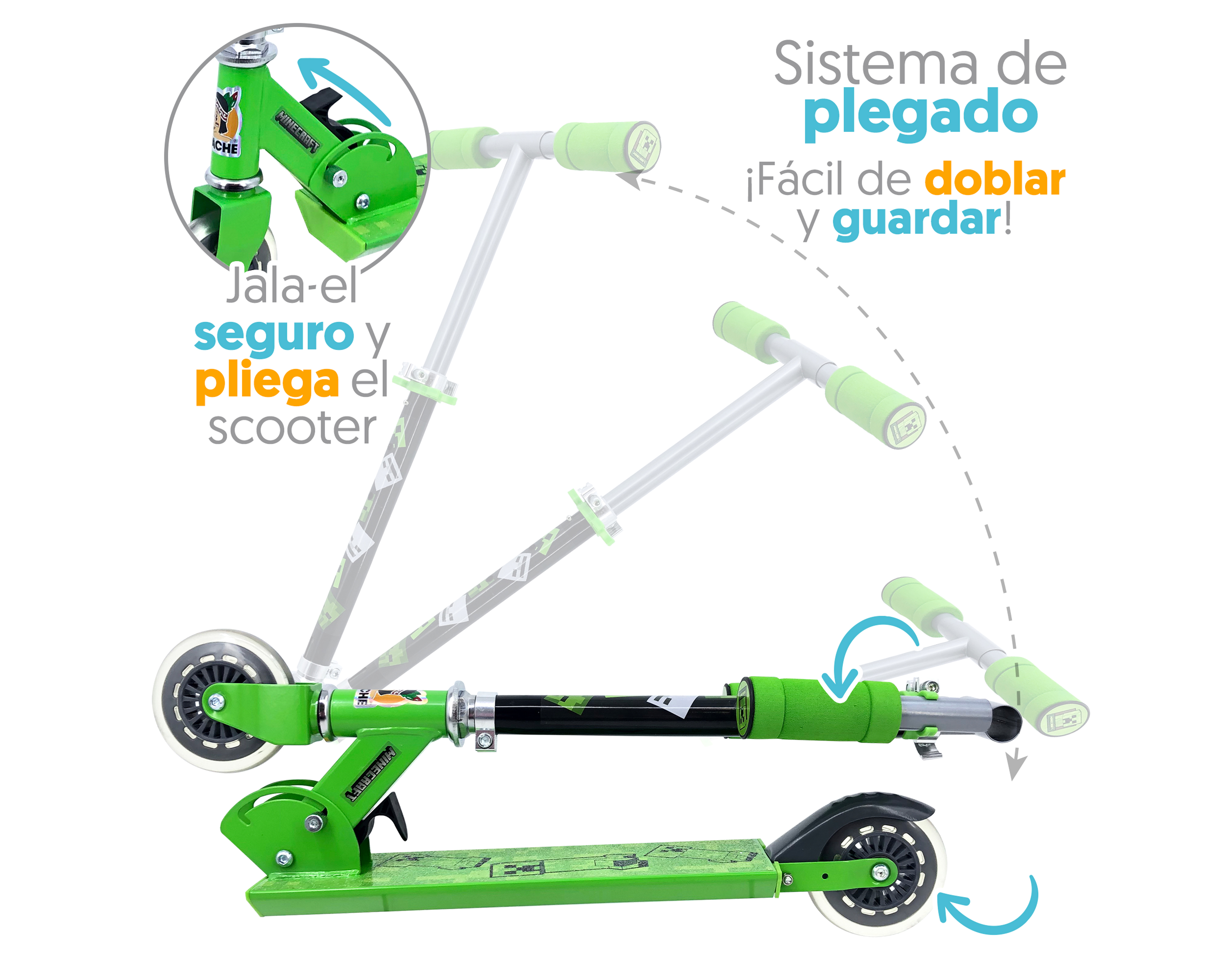 Foto 3 pulgar | Foto 2 | Scooter para Niño Apache Minecraft Plegable