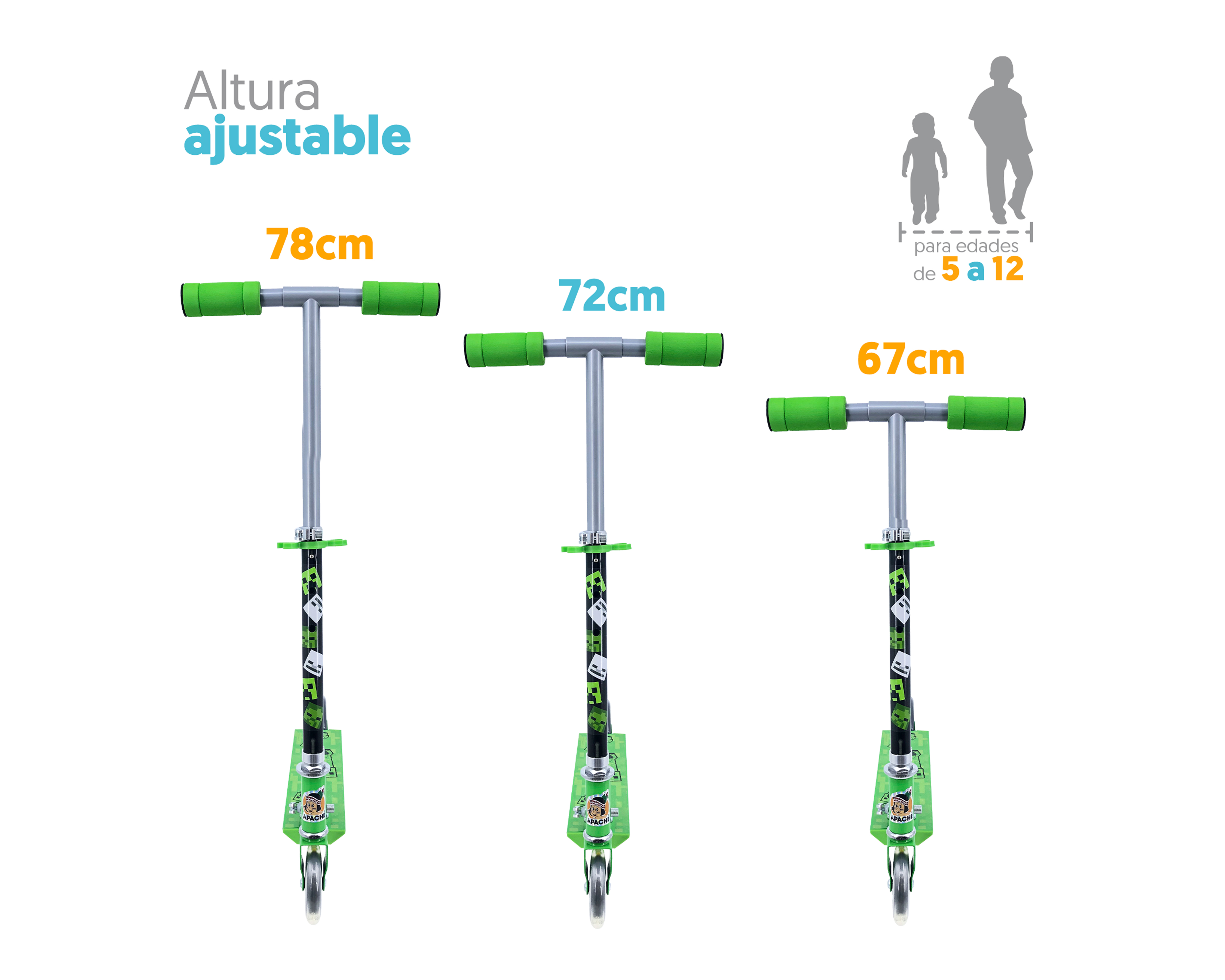 Foto 5 pulgar | Foto 4 | Scooter para Niño Apache Minecraft Plegable