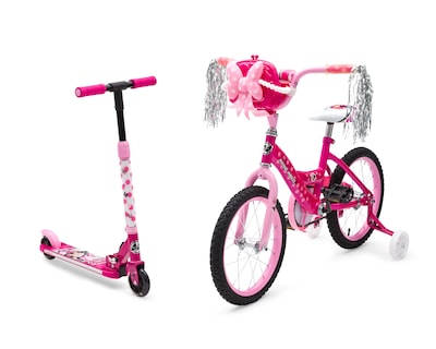 Foto 1 | Foto 1 | Bicicleta y Scooter Infantil Huffy Minnie Rodada 16 Rosa