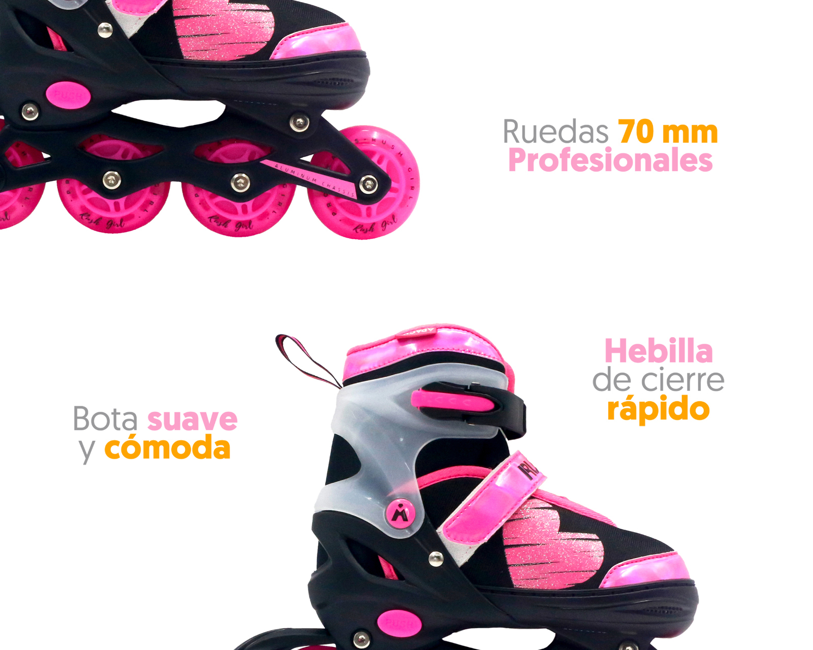 Foto 7 pulgar | Foto 6 | Patines para Niña Apache Rush Girl Ajustables