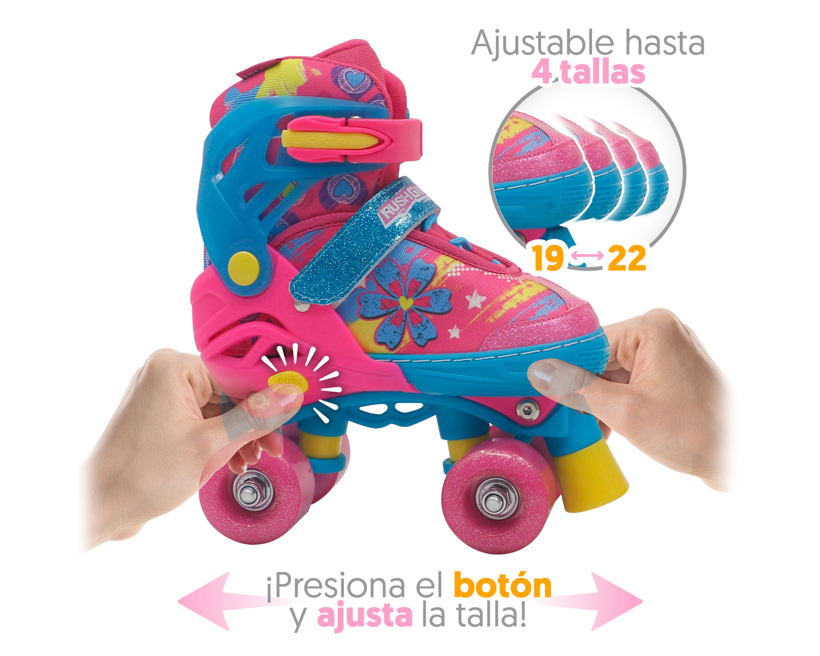 Foto 3 pulgar | Foto 2 | Patines para Niña de 4 Ruedas Apache Rush Girl Ajustables
