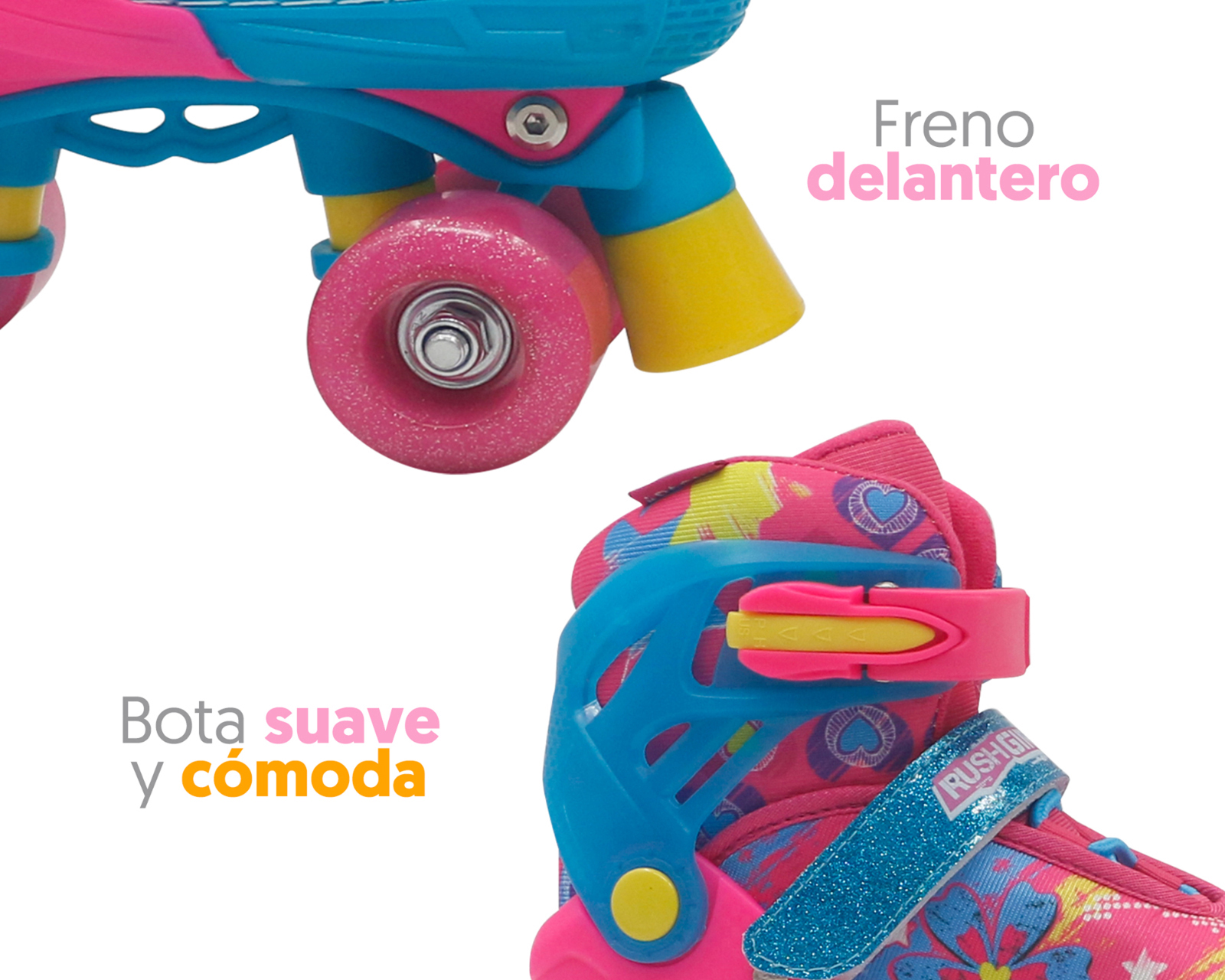 Foto 4 pulgar | Foto 3 | Patines para Niña de 4 Ruedas Apache Rush Girl Ajustables