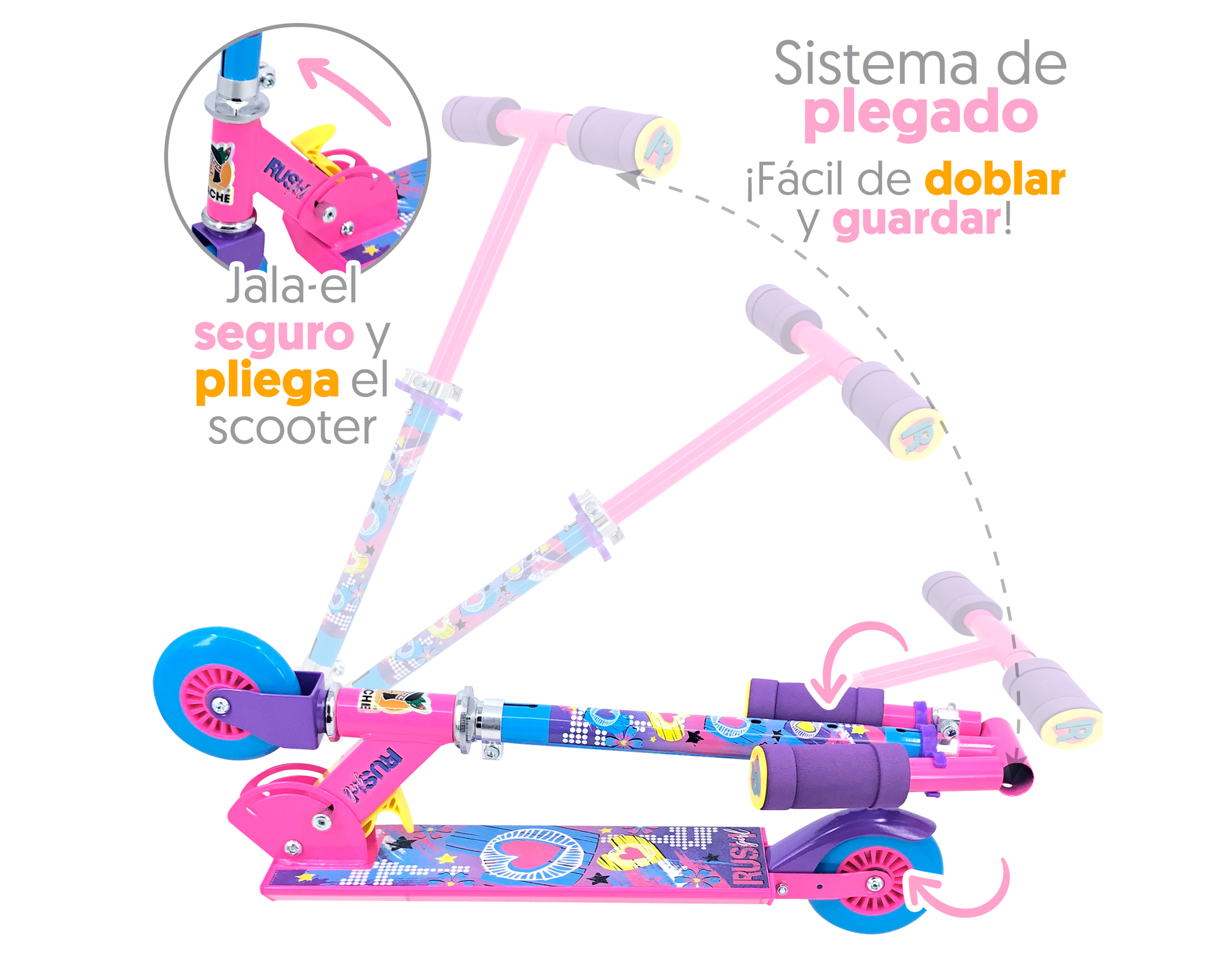 Foto 2 | Foto 2 | Scooter para Niña Apache Rush Girl Plegable