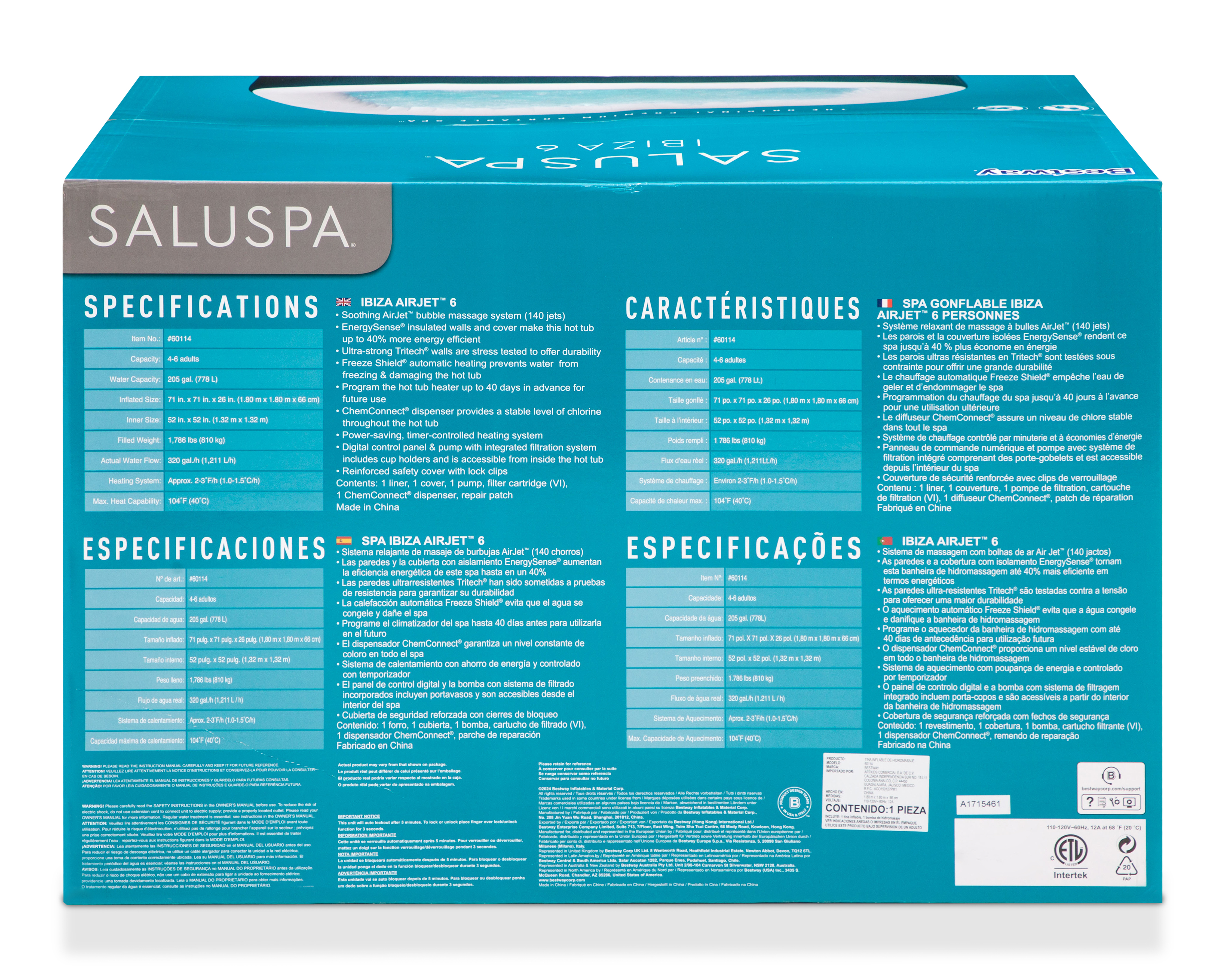 Foto 3 pulgar | Foto 2 | Alberca Inflable Cuadrada Bestway 778 L 180 x 180 x 66 cm