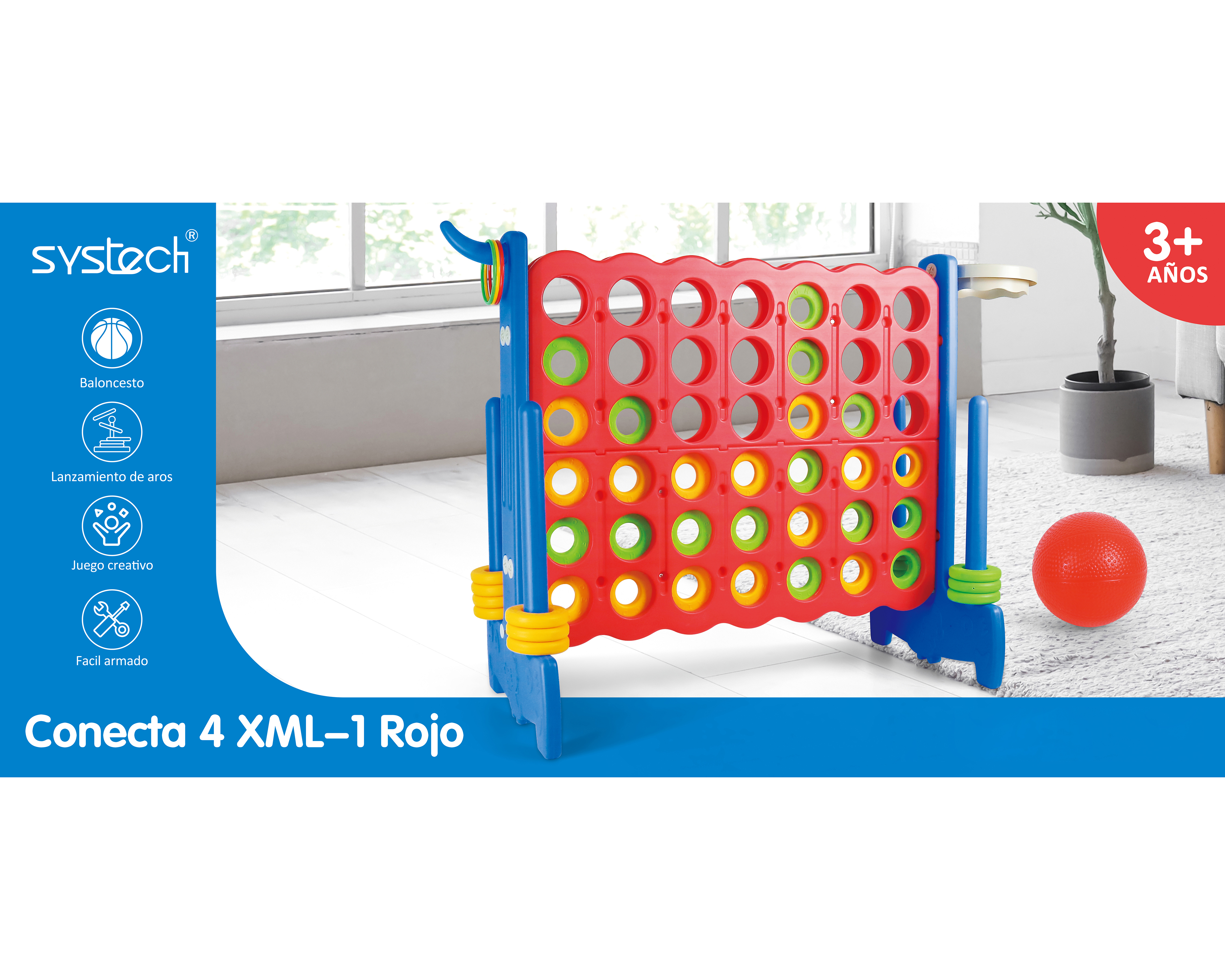 Foto 4 | Foto 4 | Juego Conecta 3 en 1 Systech 4 XML Rojo