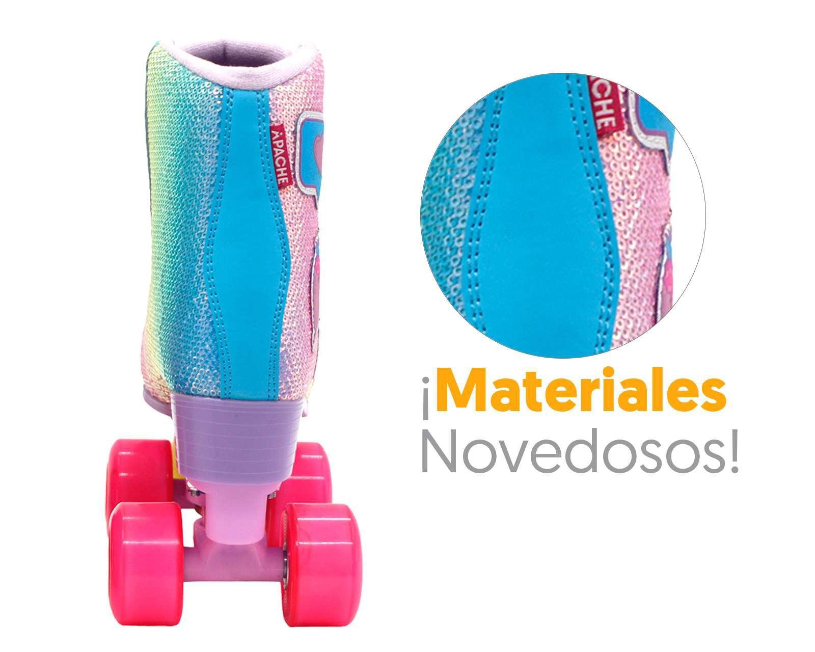 Foto 5 pulgar | Foto 4 | Patines Apache Emojis Brillos Azul/Rosa Talla 23