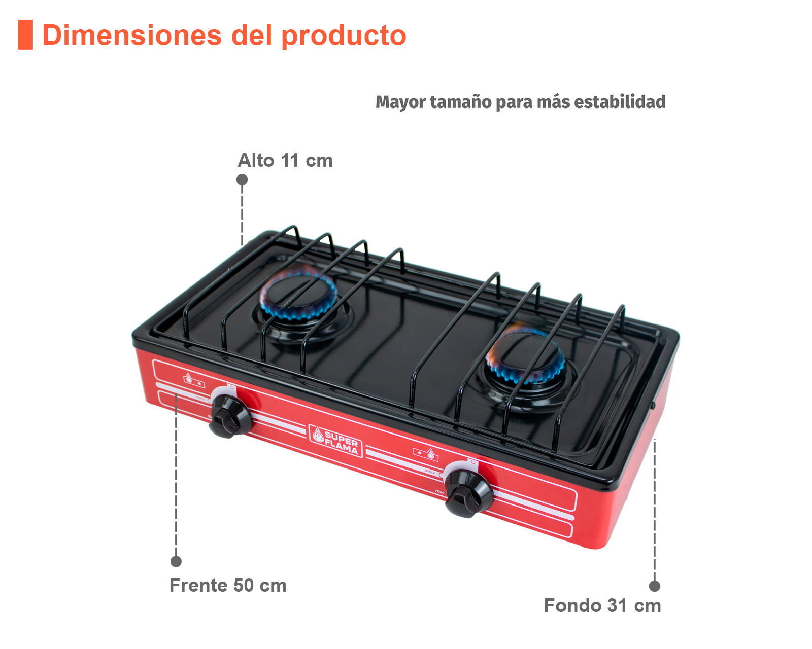 Foto 8 | Foto 8 | Estufa de Mesa Super Flama 2 Quemadores 2Q-R Rojo