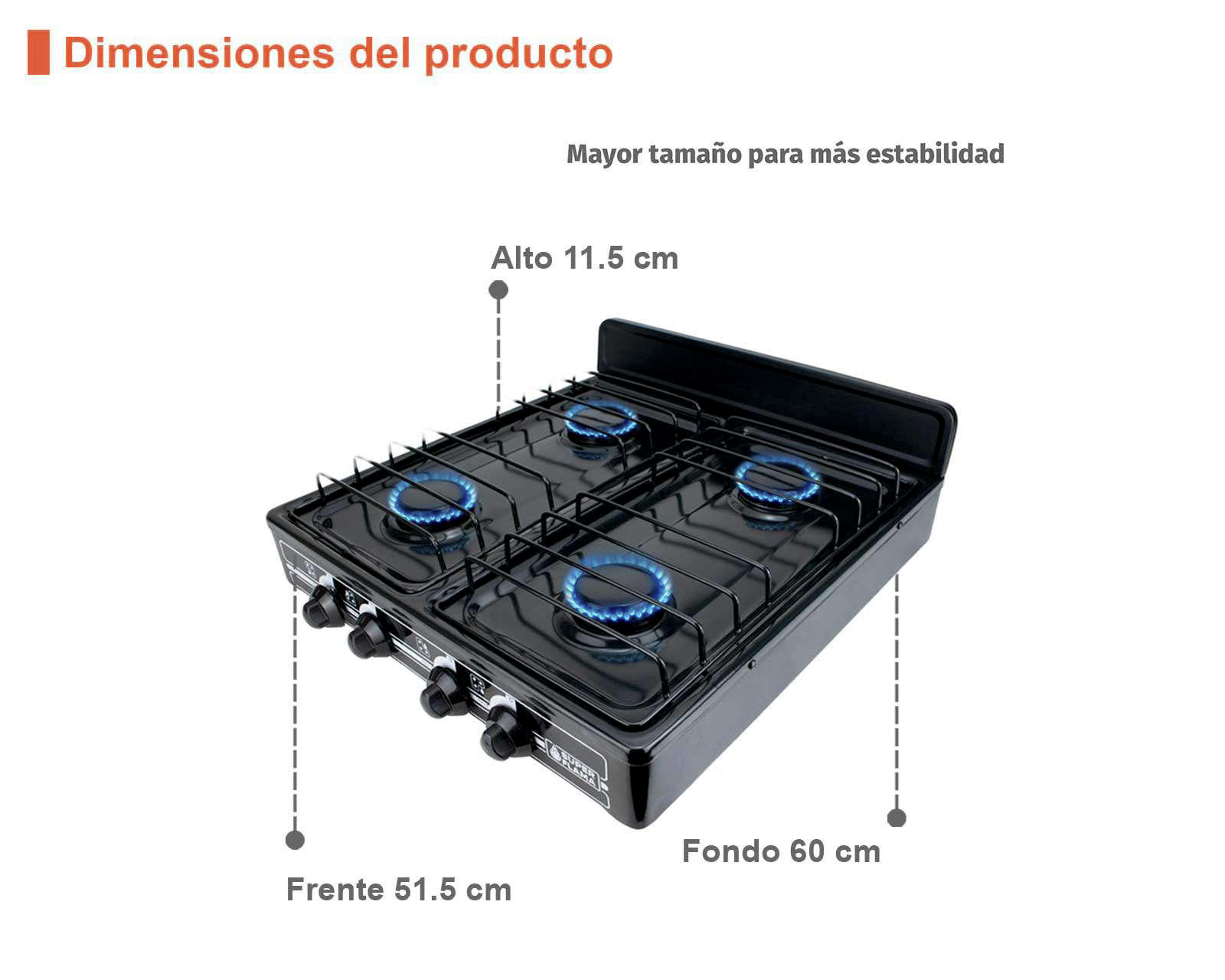 Foto 10 pulgar | Foto 9 | Estufa Super Flama de Mesa 4 Quemadores 4Q-N Negra