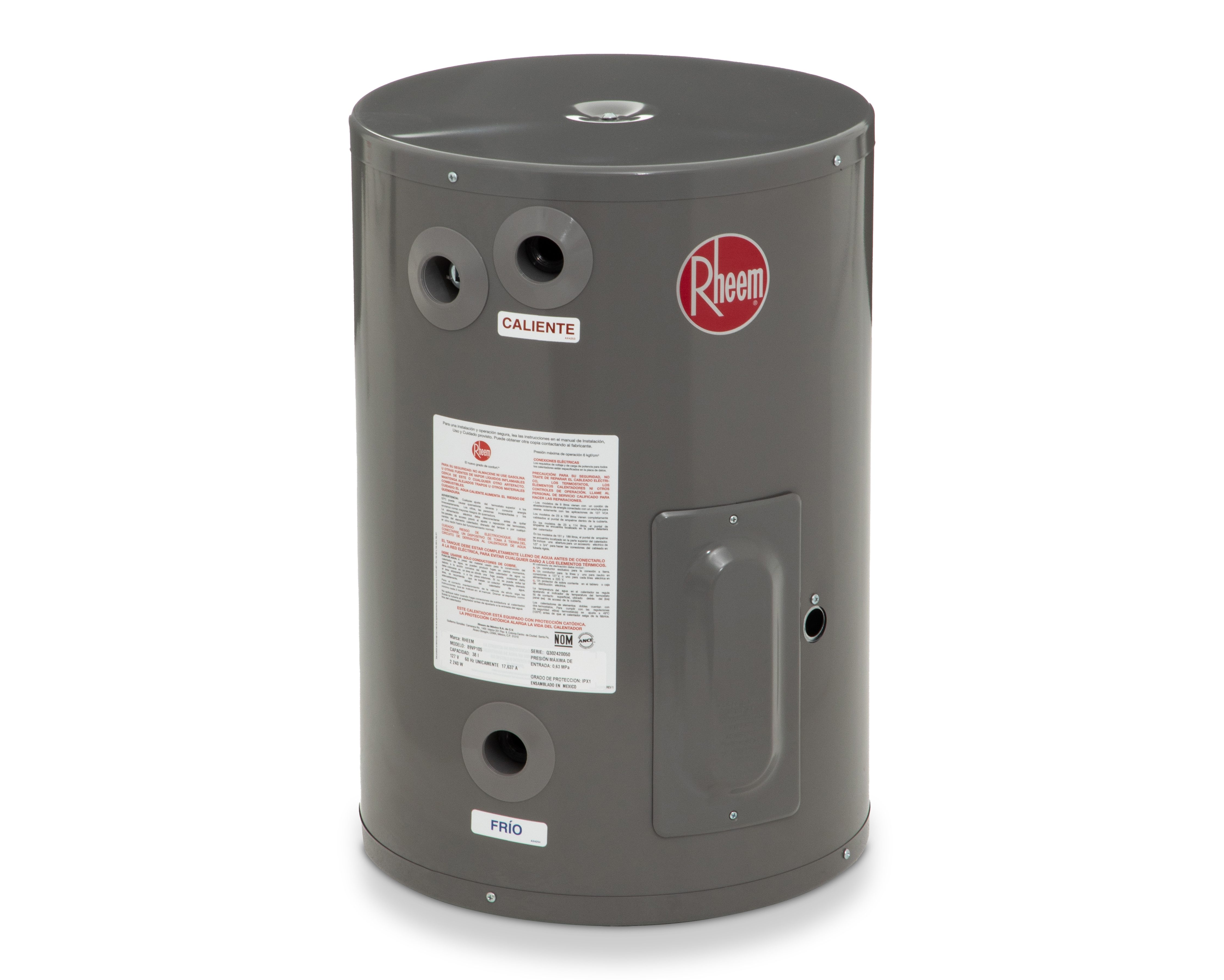 Calentador de Agua de Depósito Rheem 89VP10/474663 38 Litros de 1 Servicio Eléctrico