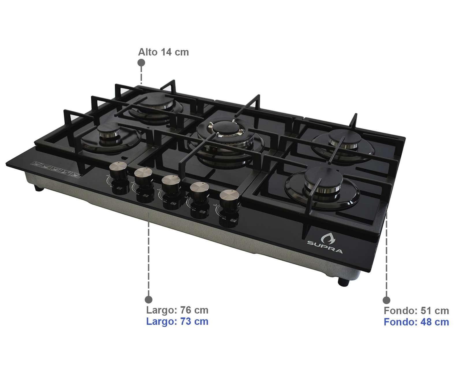 Foto 6 | Foto 6 | Parrilla Empotrable Supra 76 cm Gas 5Q-PG-76 Negro