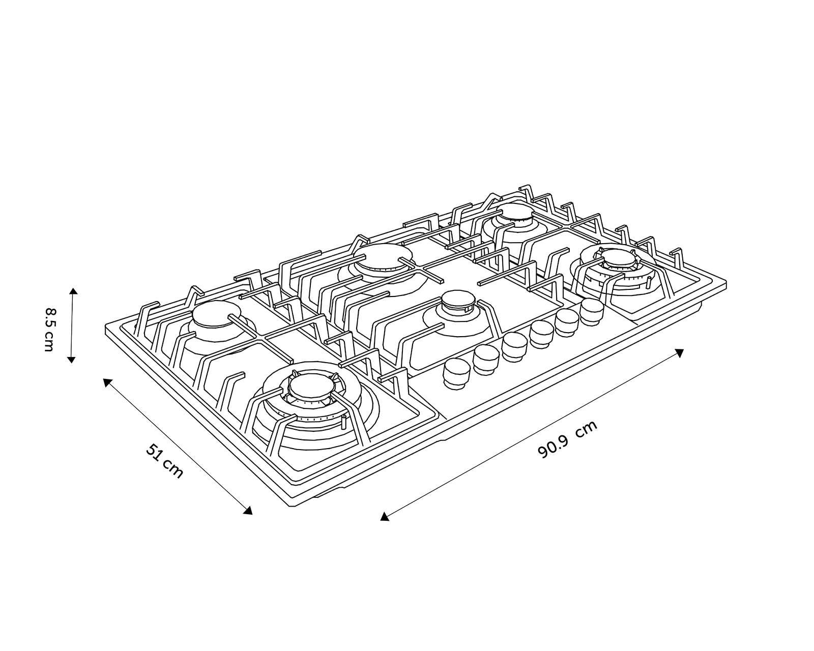 Foto 8 | Foto 8 | Parrilla Empotrable Hisense 35.7" de Gas HGH961SS Negra