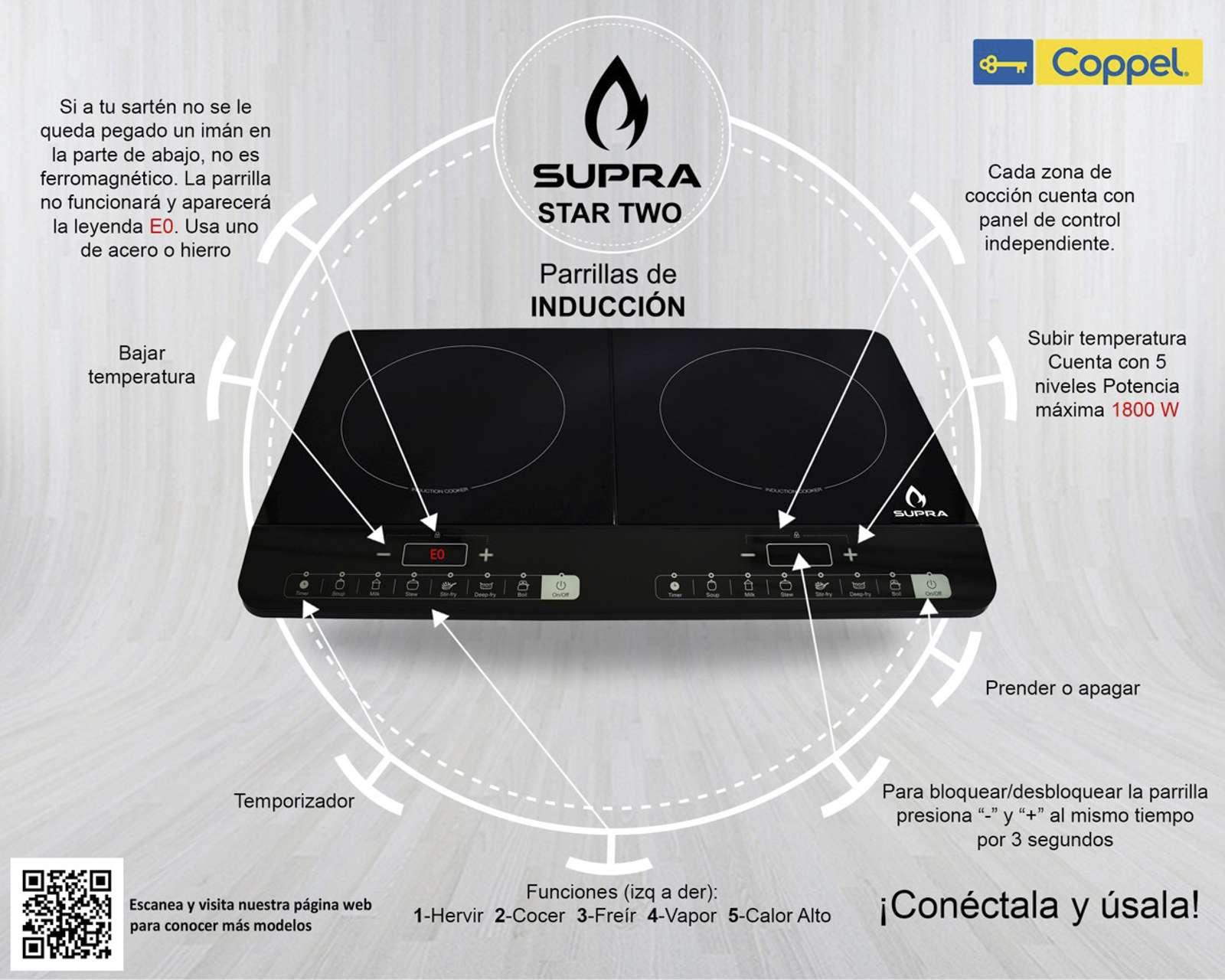 Foto 6 pulgar | Foto 5 | Parrilla Empotrable Supra 58 cm Eléctrica Star Two Negra