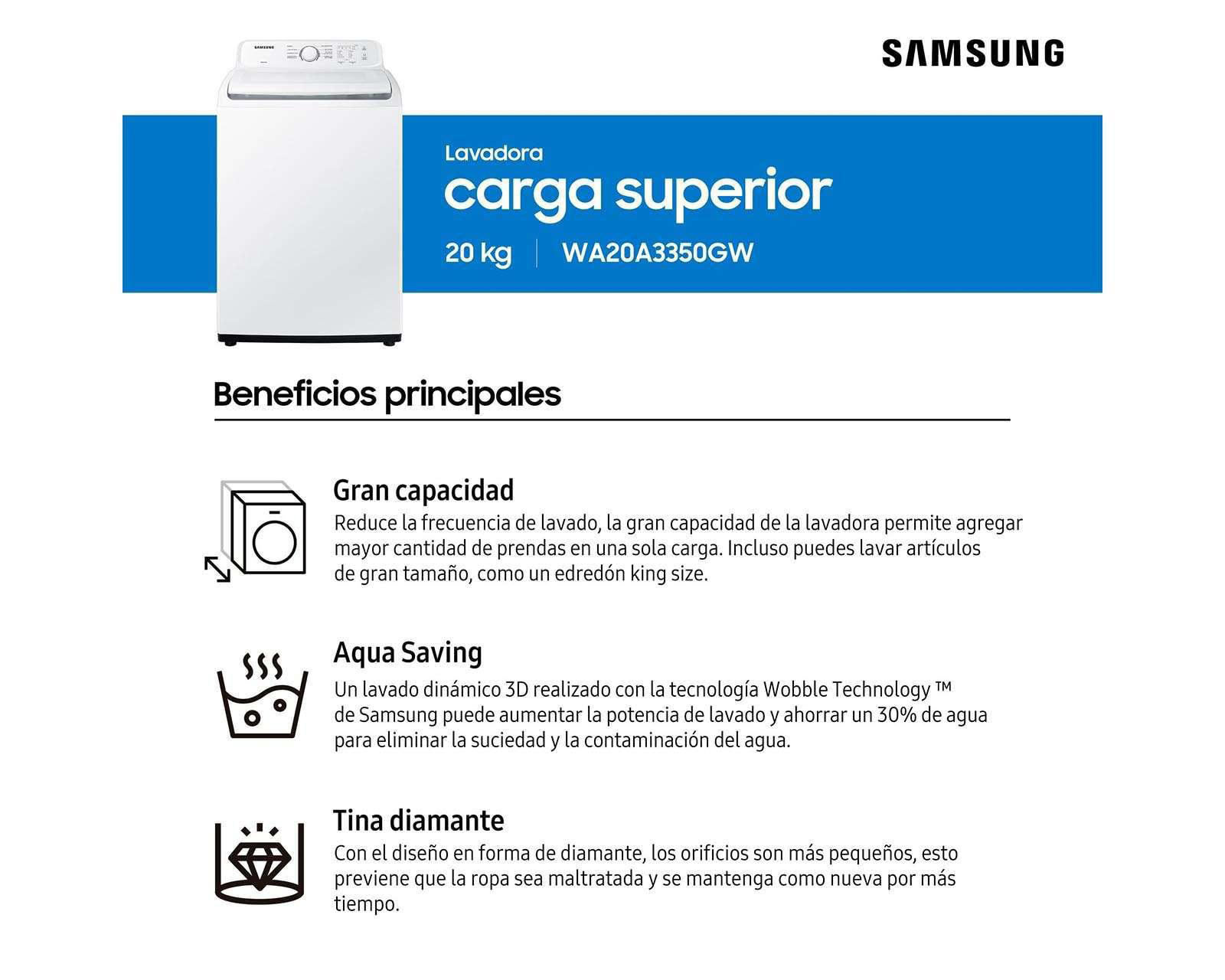 Foto 9 pulgar | Foto 8 | Lavadora Samsung Automática WA20A3350GW 20 kg Blanca
