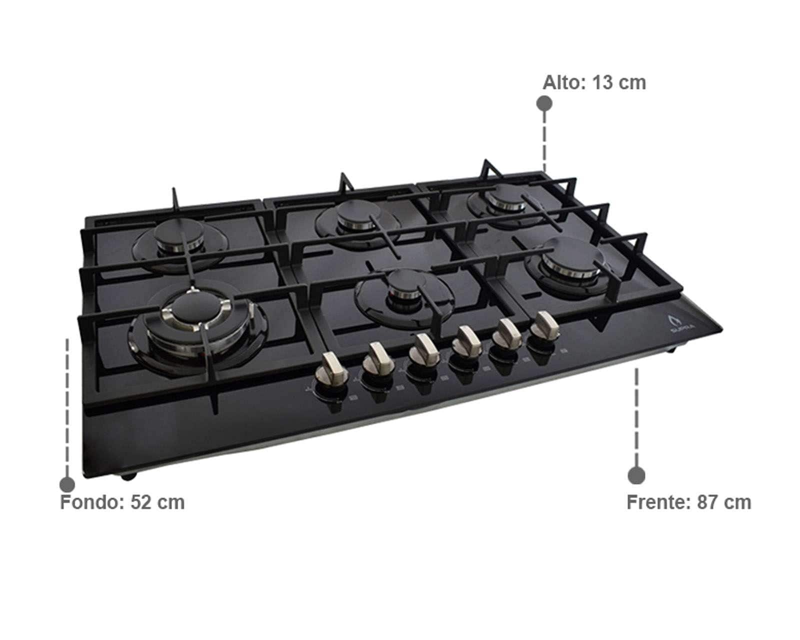 Foto 6 pulgar | Foto 5 | Parrilla Empotrable Supra 87 cm de Gas Diamond Glass Negra