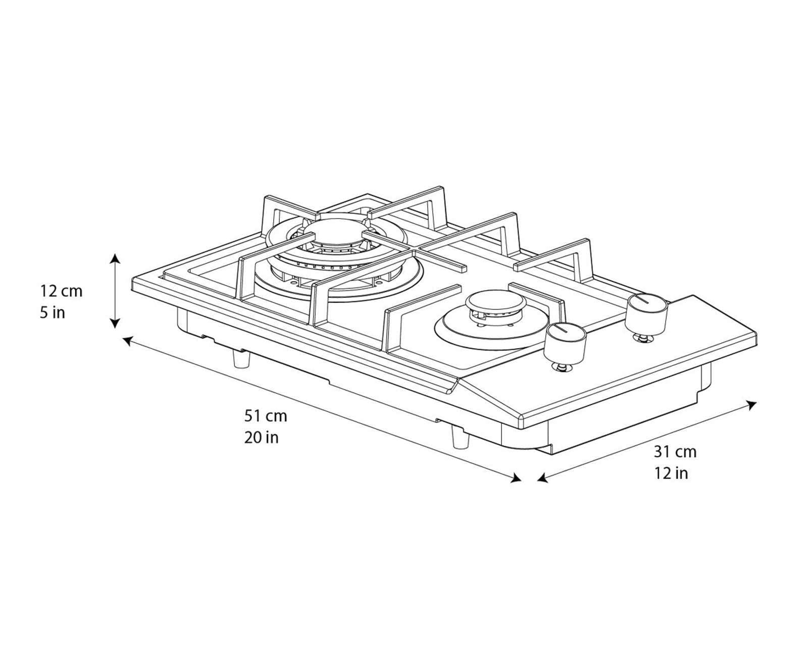 Foto 6 pulgar | Foto 5 | Parrilla Empotrable Supra 13" Gas LP Domino Glass Negra