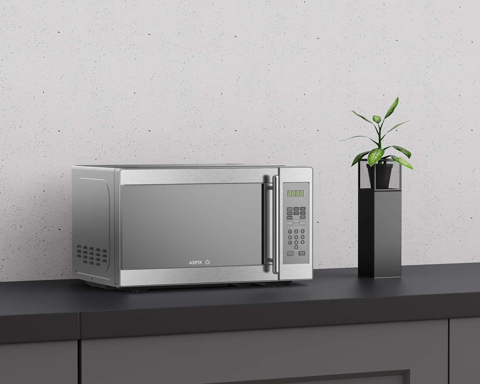 Foto 6 | Foto 6 | Horno de Microondas Aspix 0.7 Pies EM720C-PN Plateado