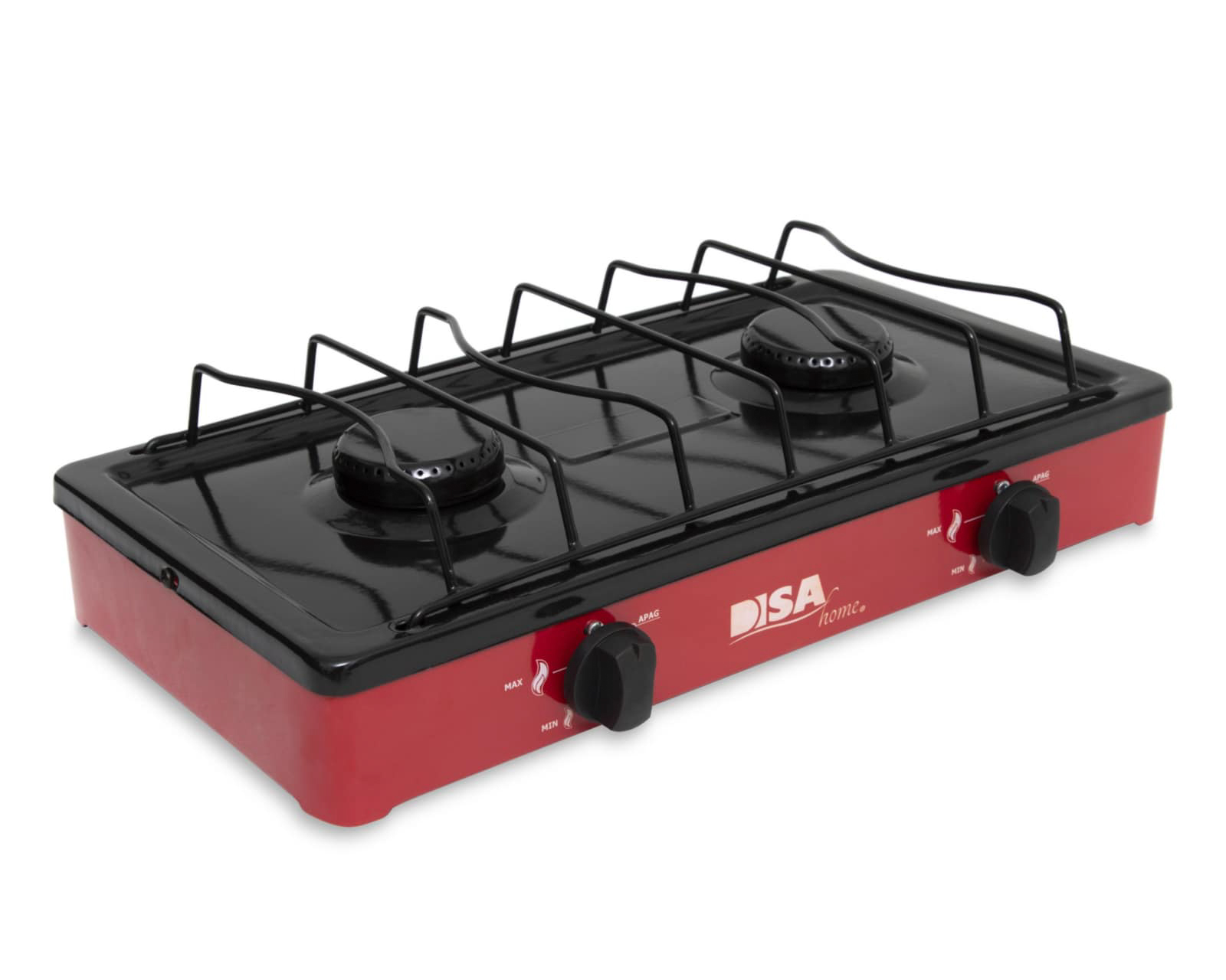 Estufa Disa de Mesa 2 Quemadores de Gas EM-02-R Roja