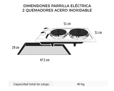 Foto 5 | Foto 5 | Parrilla Empotrable Disa 51 cm Eléctrica PAEL-02 Acero