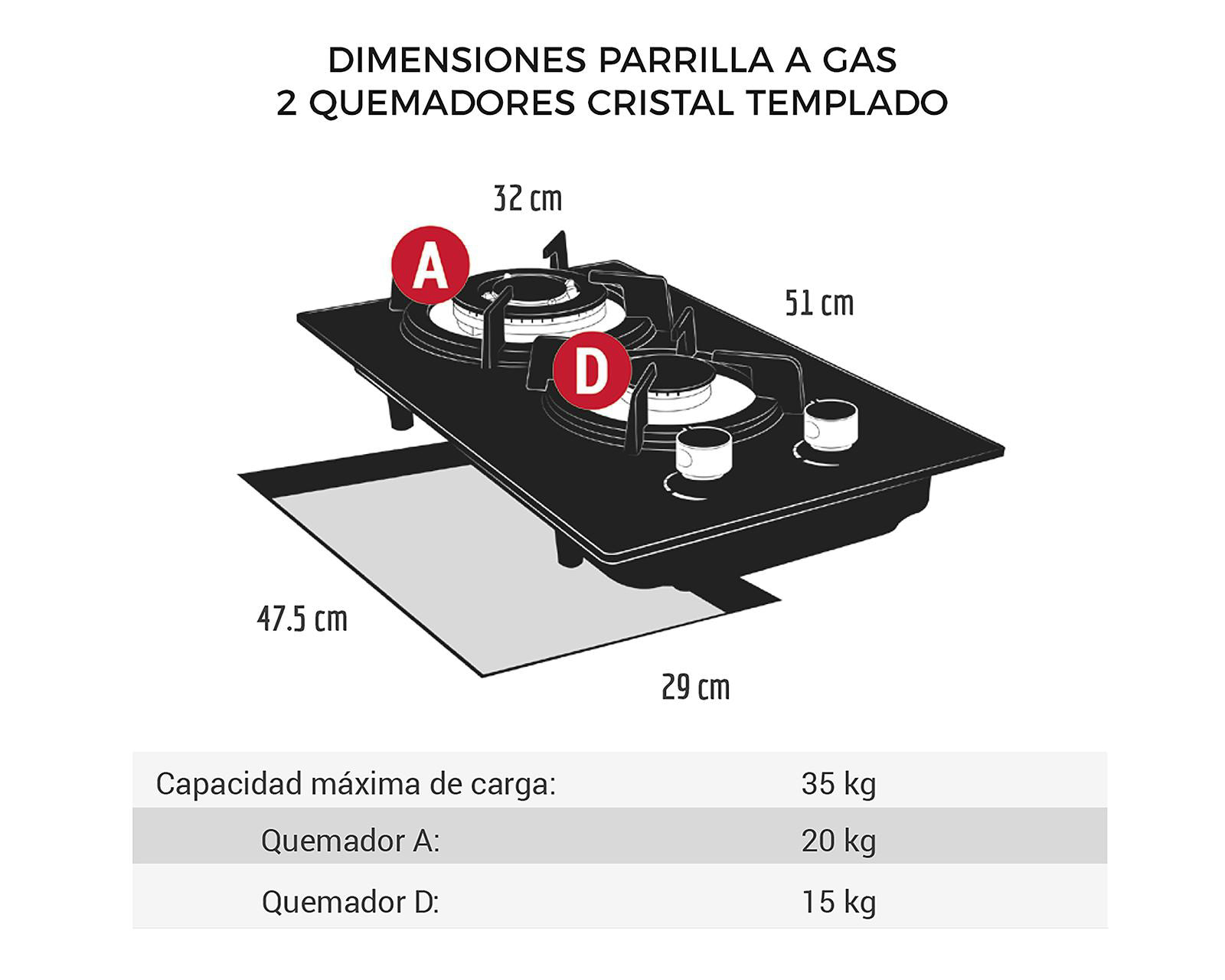 Foto 5 | Foto 5 | Parrilla Empotrable Disa 29 cm de Gas PAEMC-2 NE Negra