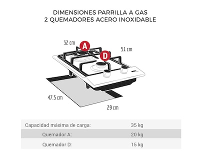 Foto 5 | Foto 5 | Parrilla Empotrable Disa 32 cm de Gas PAEM-2 AI Acero