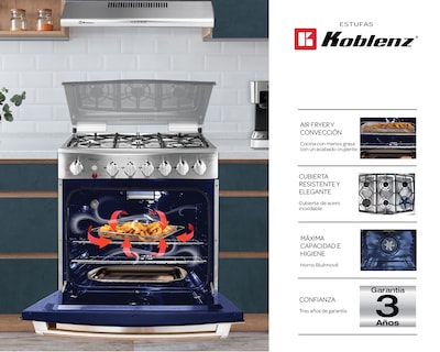 Foto 6 | Foto 6 | Estufa Koblenz de Piso 30" con 6 Quemadores de Gas EK-3131 Firenze Función Freidora de Aire