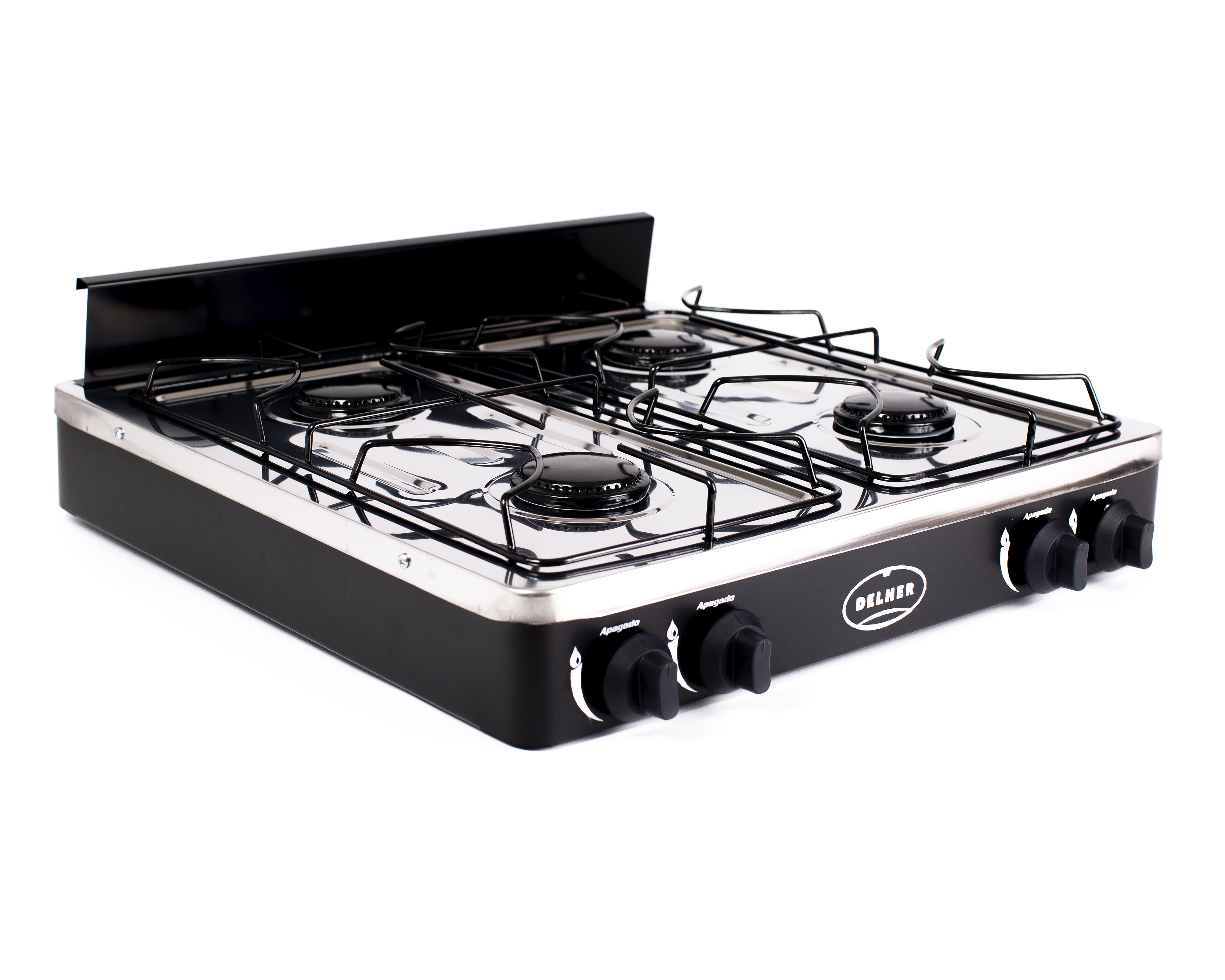 Estufa Delher de Mesa 4 Quemadores PS-4Q-CE-NE-AI Negra