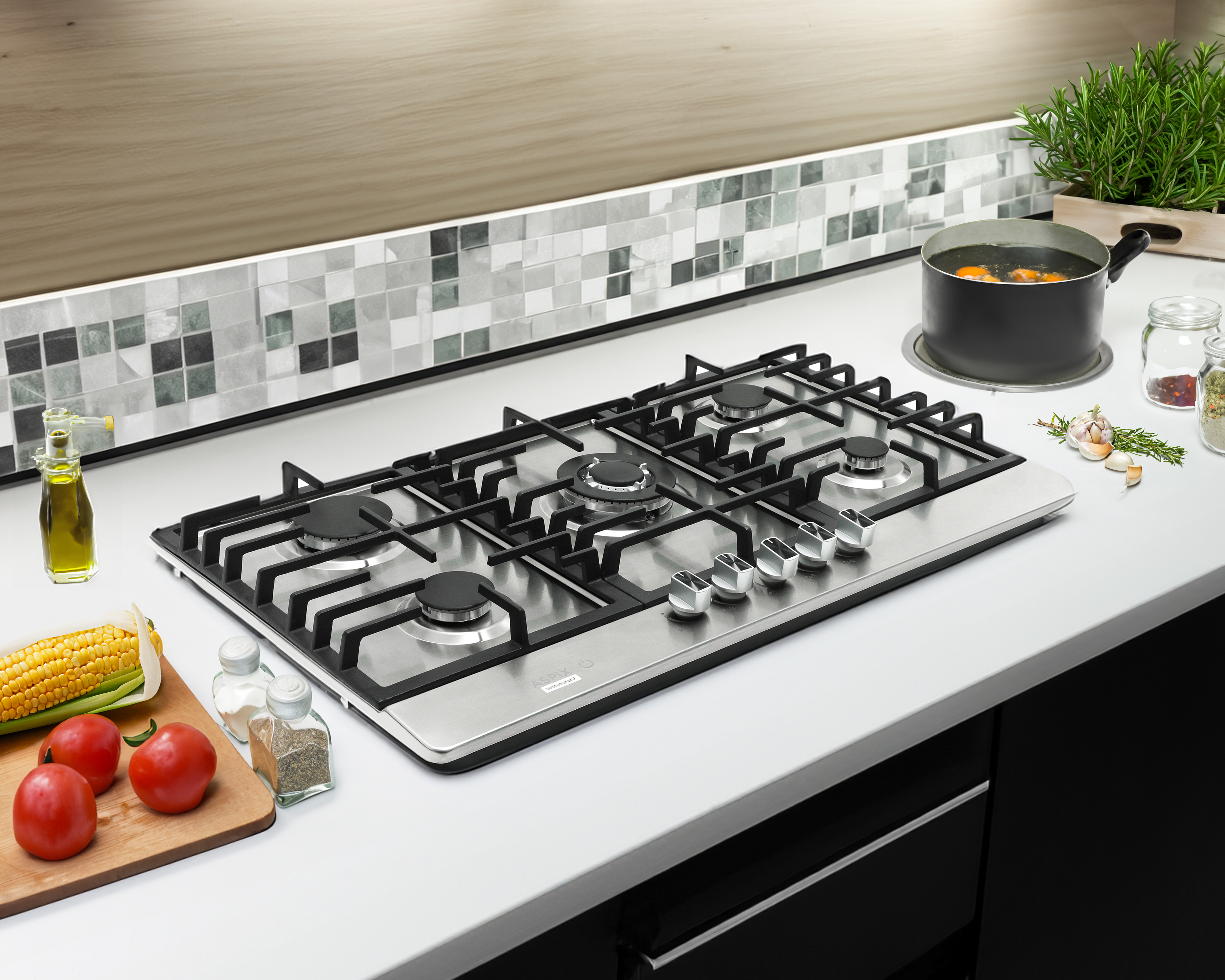 Foto 5 | Foto 5 | Parrilla Empotrable Aspix 90 cm de Gas P5QANG Plateado