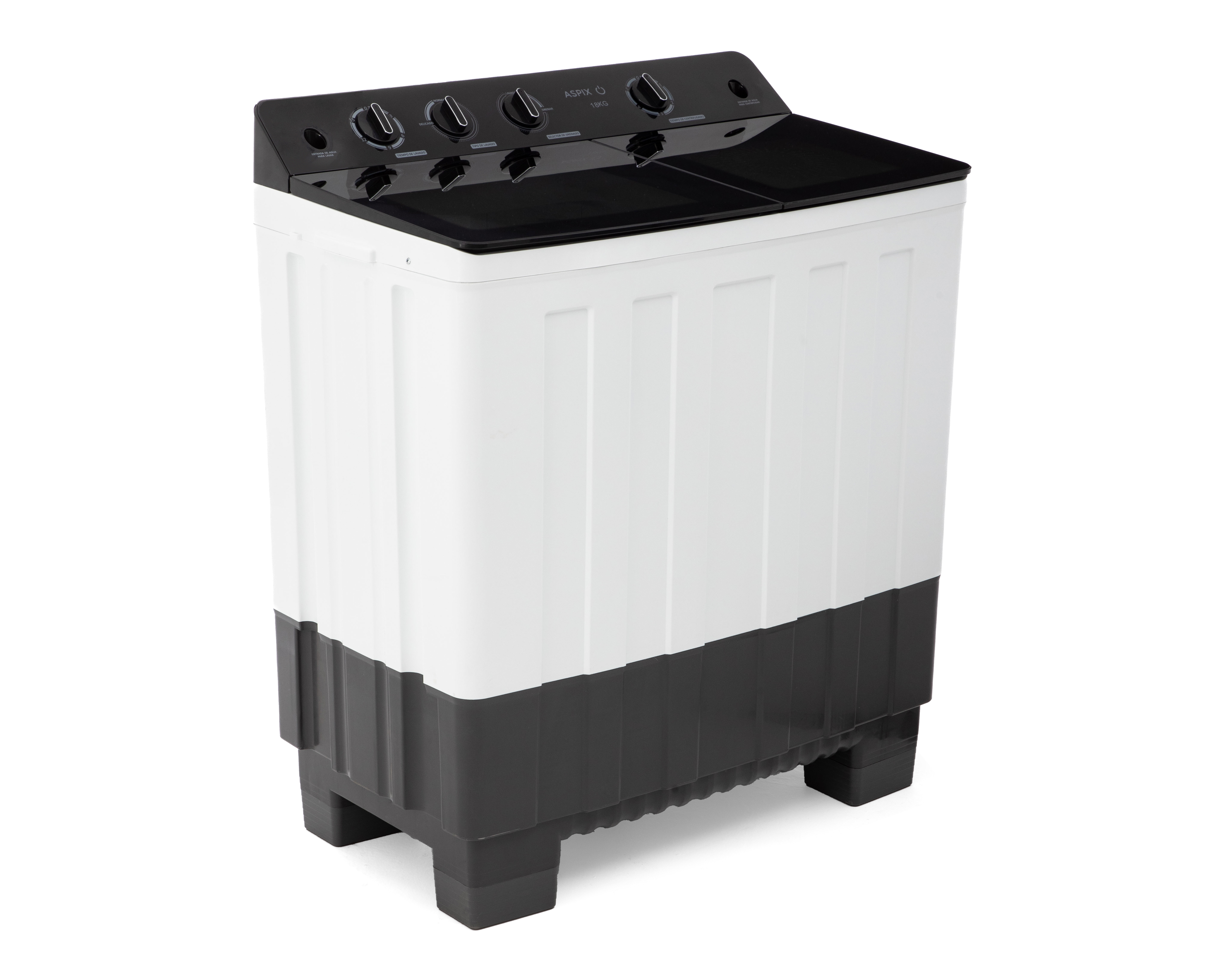 Lavadora Aspix Blanca 18 kg con Tapa Cristal Templado
