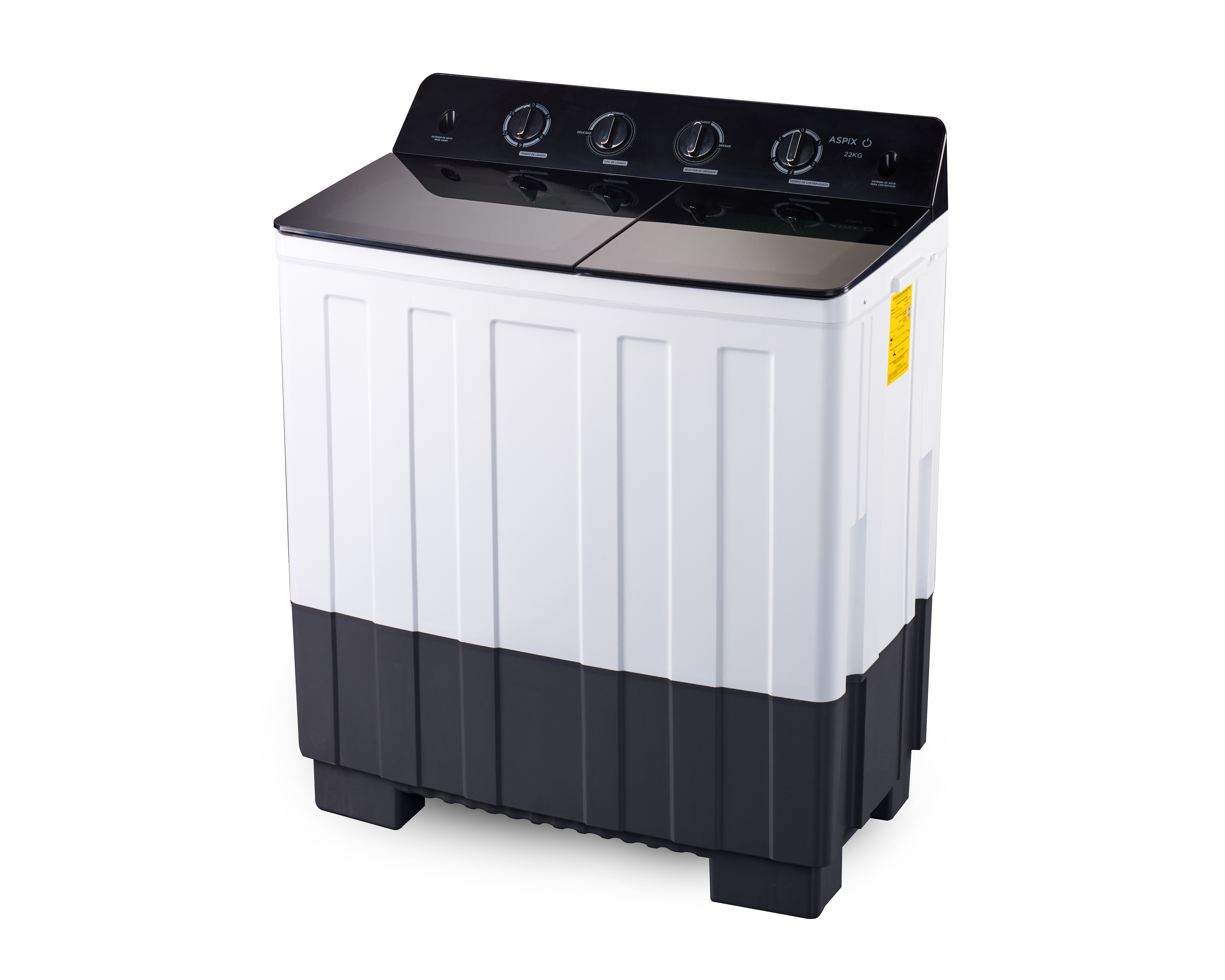 Lavadora Aspix Blanca 22kg con Tapa Cristal Templado
