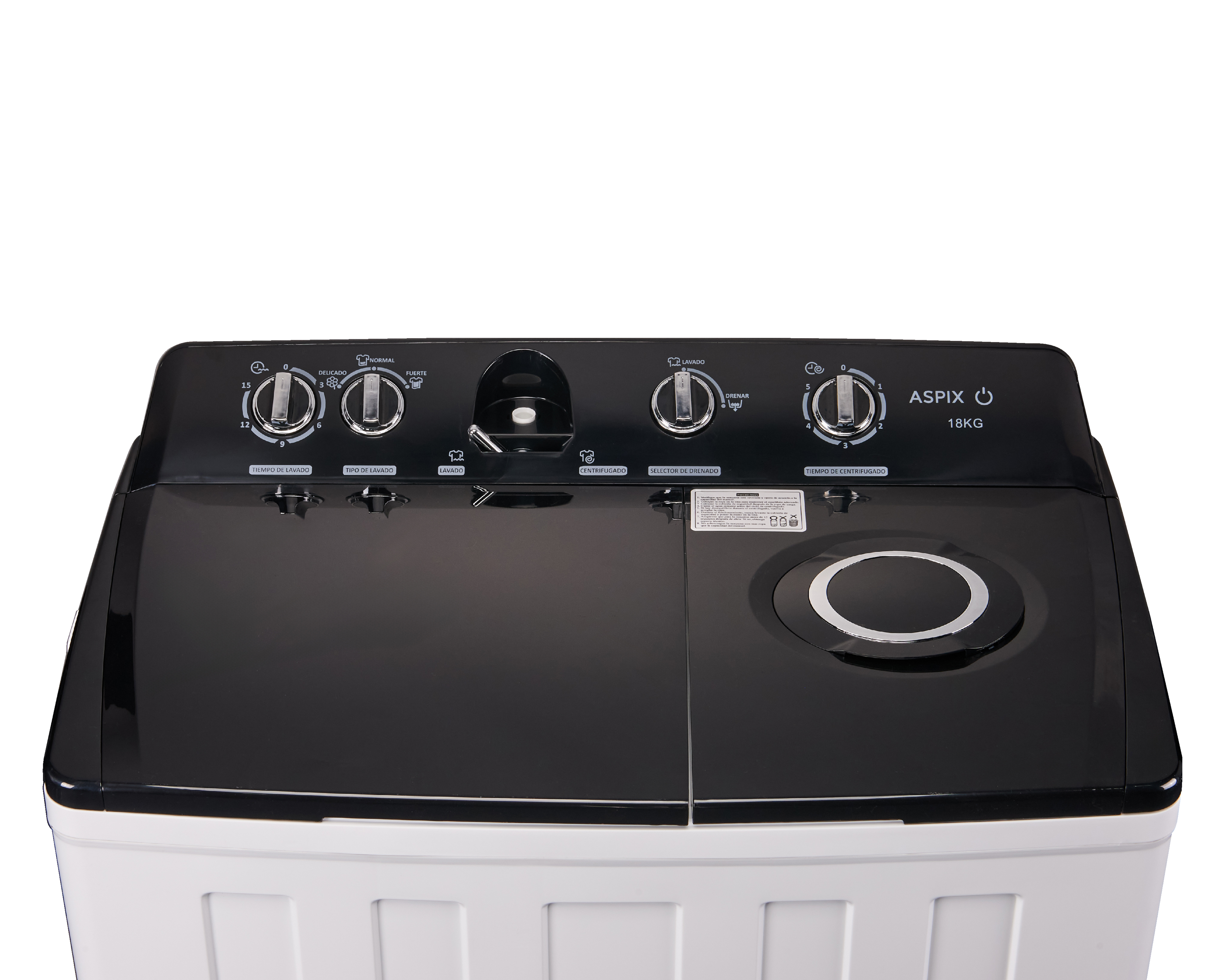 Foto 5 pulgar | Foto 4 | Lavadora Aspix Doble Tina AX24TTW18KNPL 18 kg Negra