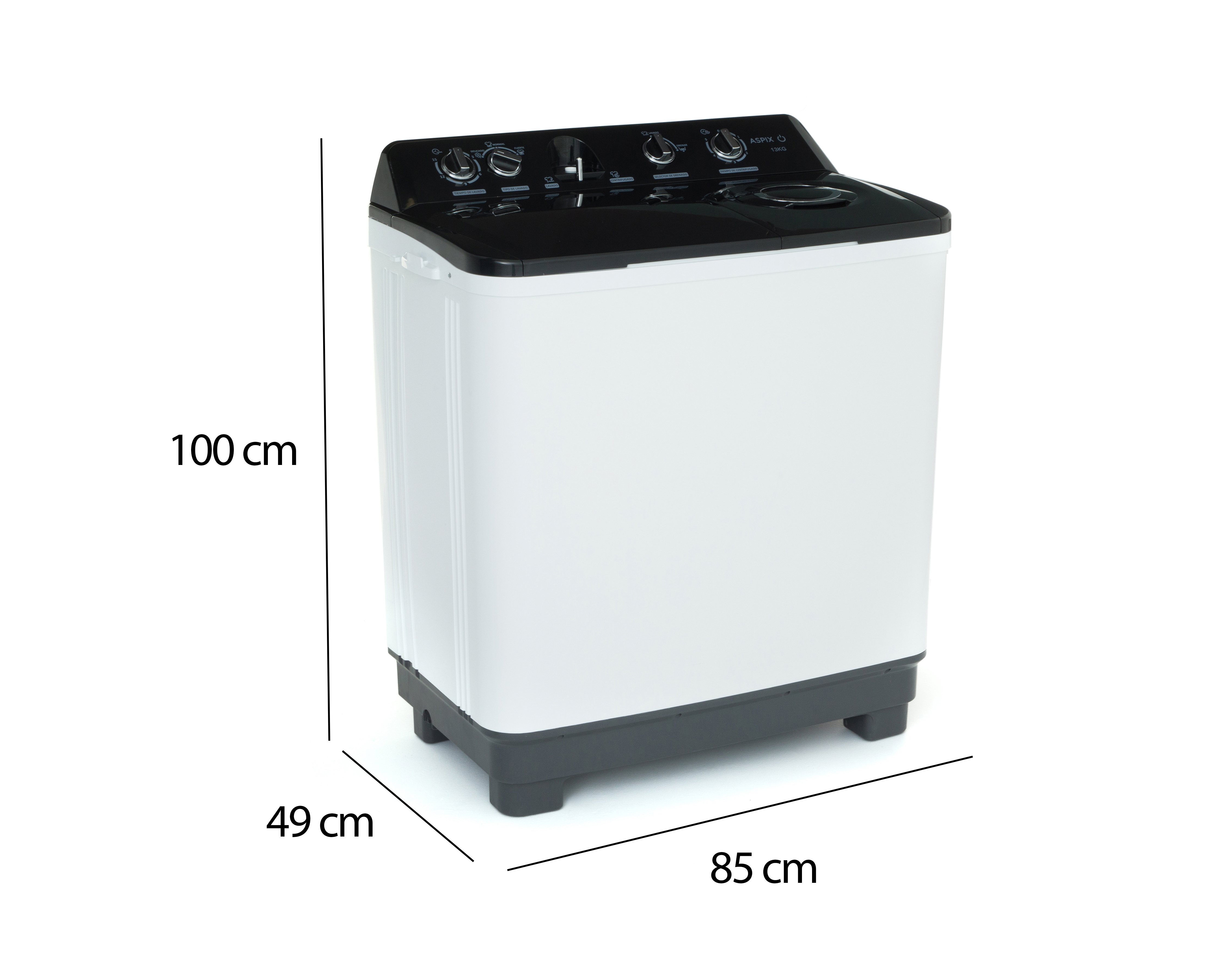 Foto 8 pulgar | Foto 7 | Lavadora Aspix Semiautomática AX24TTW13KNPL 13 kg Negra