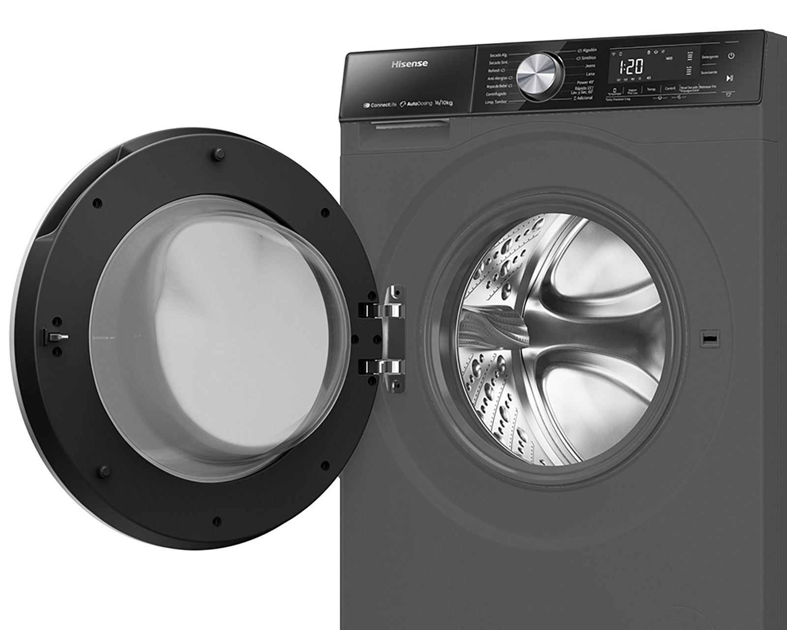 Foto 5 | Foto 6 | Lavasecadora Hisense Digital WD5S1645BB 16/10 kg Negra