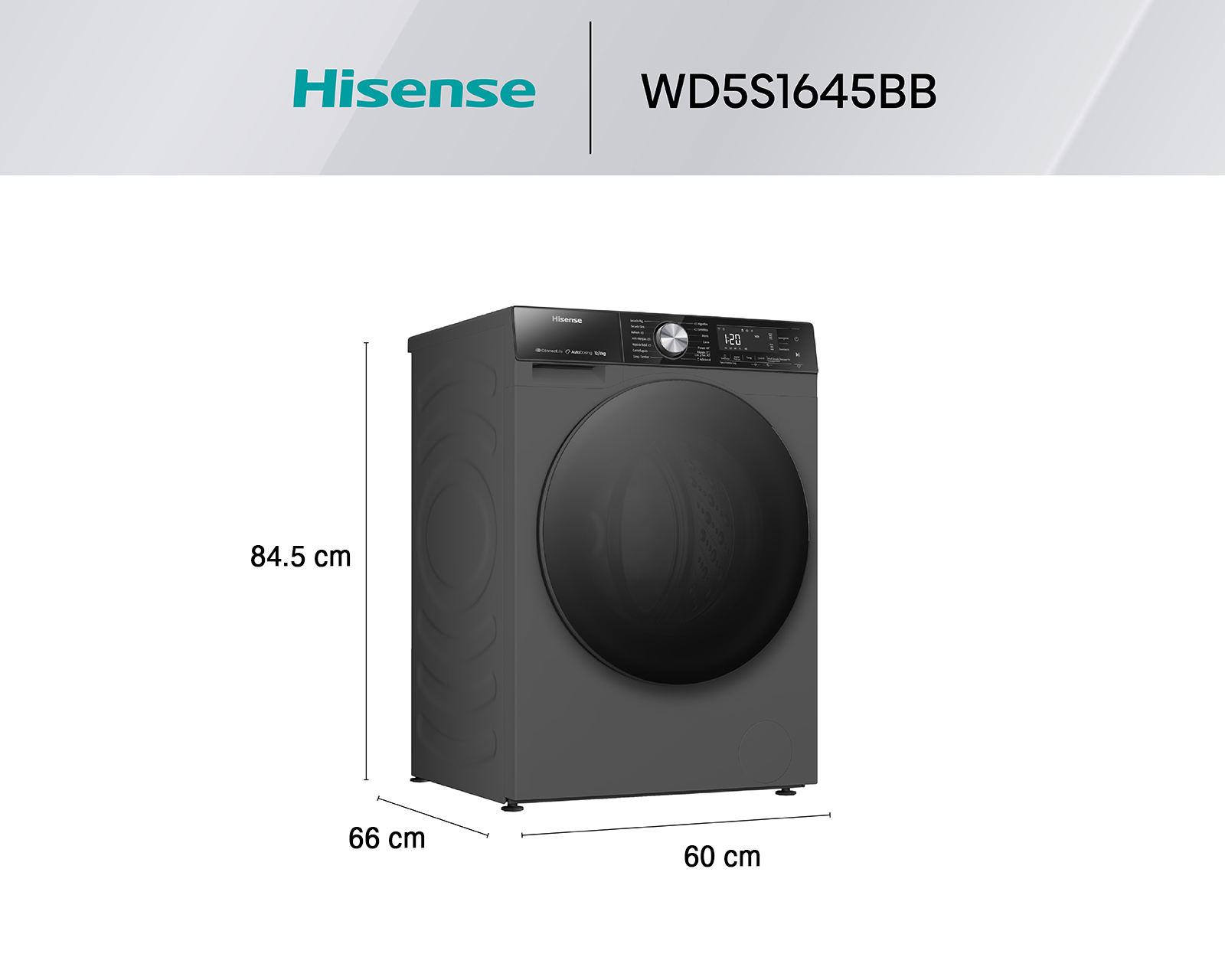 Foto 7 | Foto 8 | Lavasecadora Hisense Digital WD5S1645BB 16/10 kg Negra