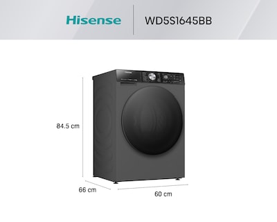 Foto 7 | Foto 8 | Lavasecadora Hisense Digital WD5S1645BB 16/10 kg Negra