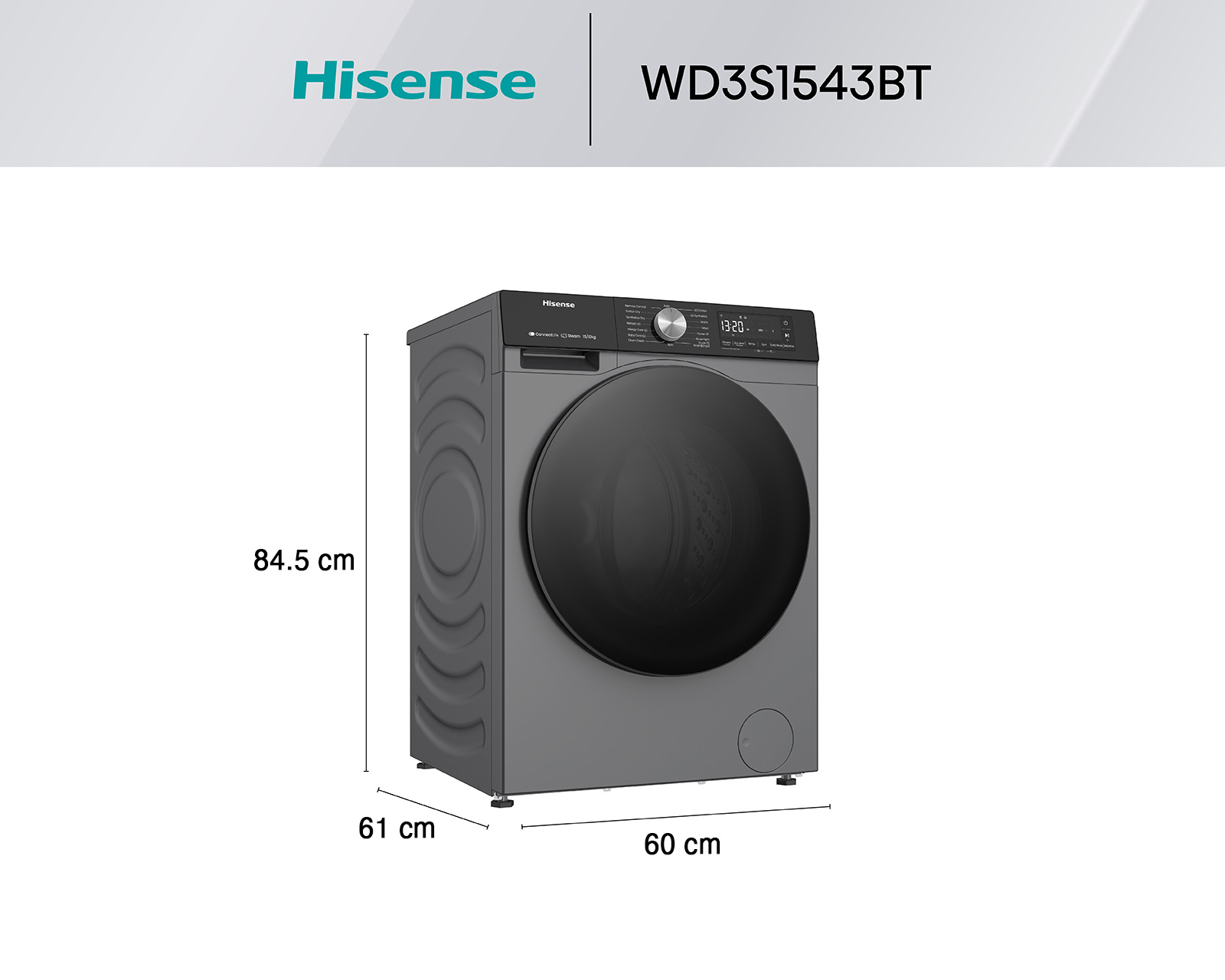 Foto 7 | Foto 7 | Lavasecadora Hisense Digital WD3S1543BT 15 Kg Gris