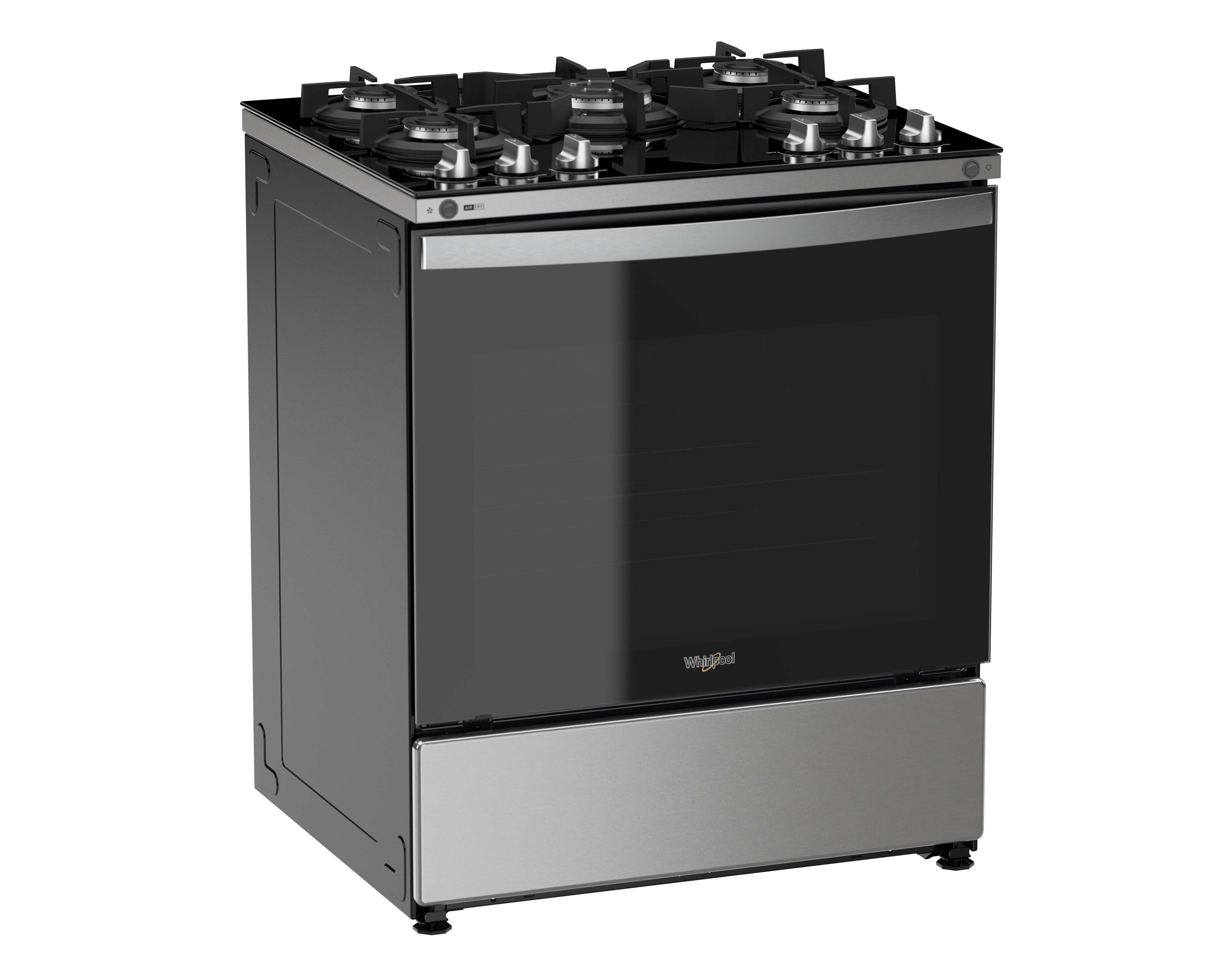 Estufa Whirlpool de Piso 30 Pulgadas con 5 Quemadores de Gas WFR7650S Función Freidora de Aire
