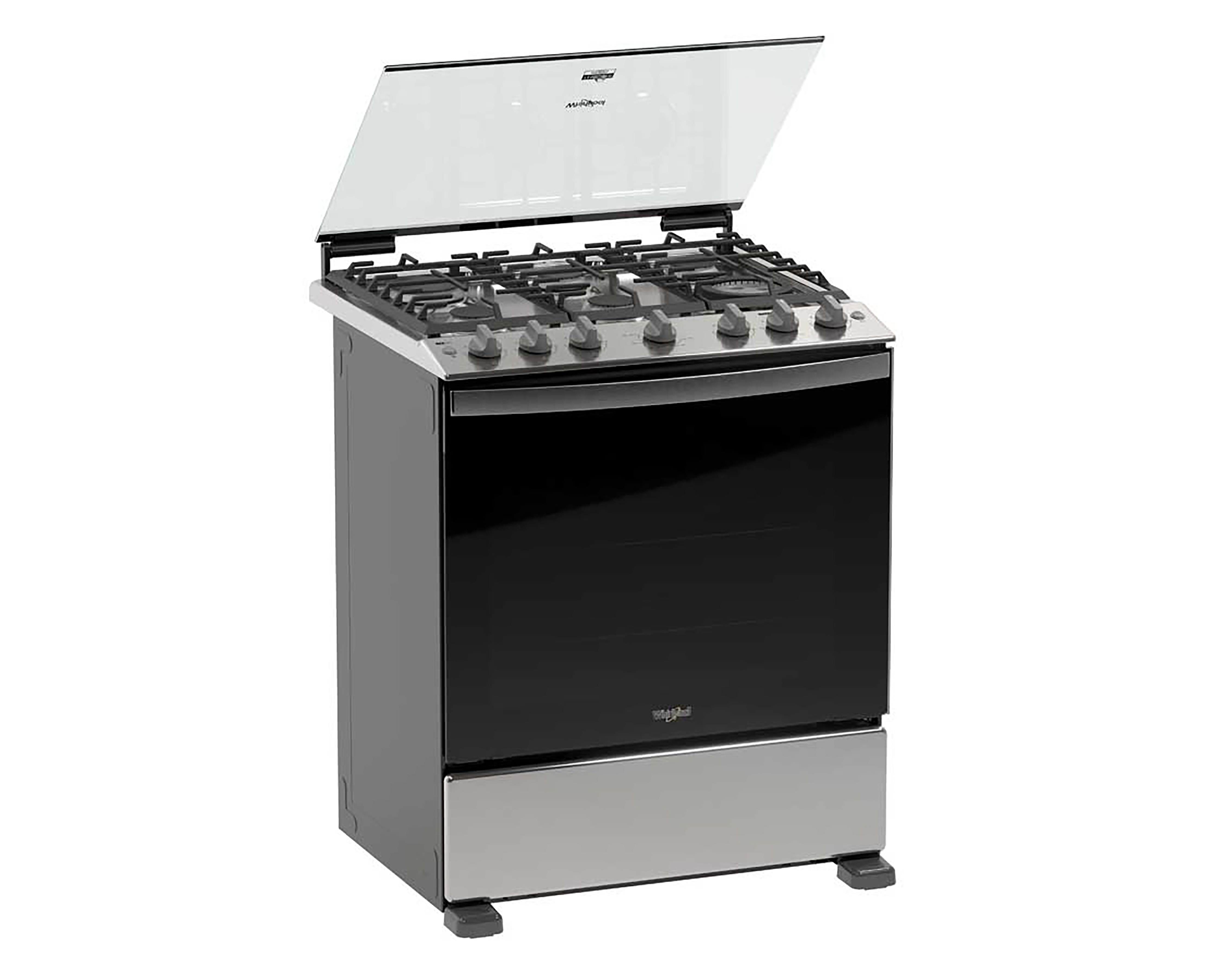 Estufa Whirlpool de Piso 30 Pulgadas con 6 Quemadores de Gas WFR7050S Función Freidora de Aire