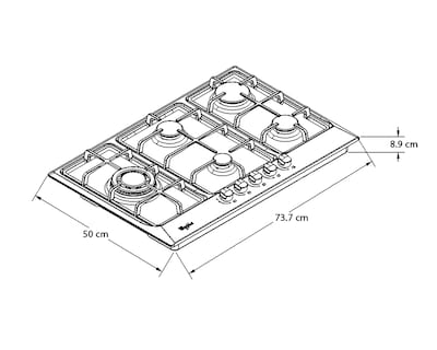 Foto 9 | Foto 9 | Combo de Parrilla Empotrable y Campana Whirlpool 73.7 cm de Gas CHWP3040S de Acero Inoxidable