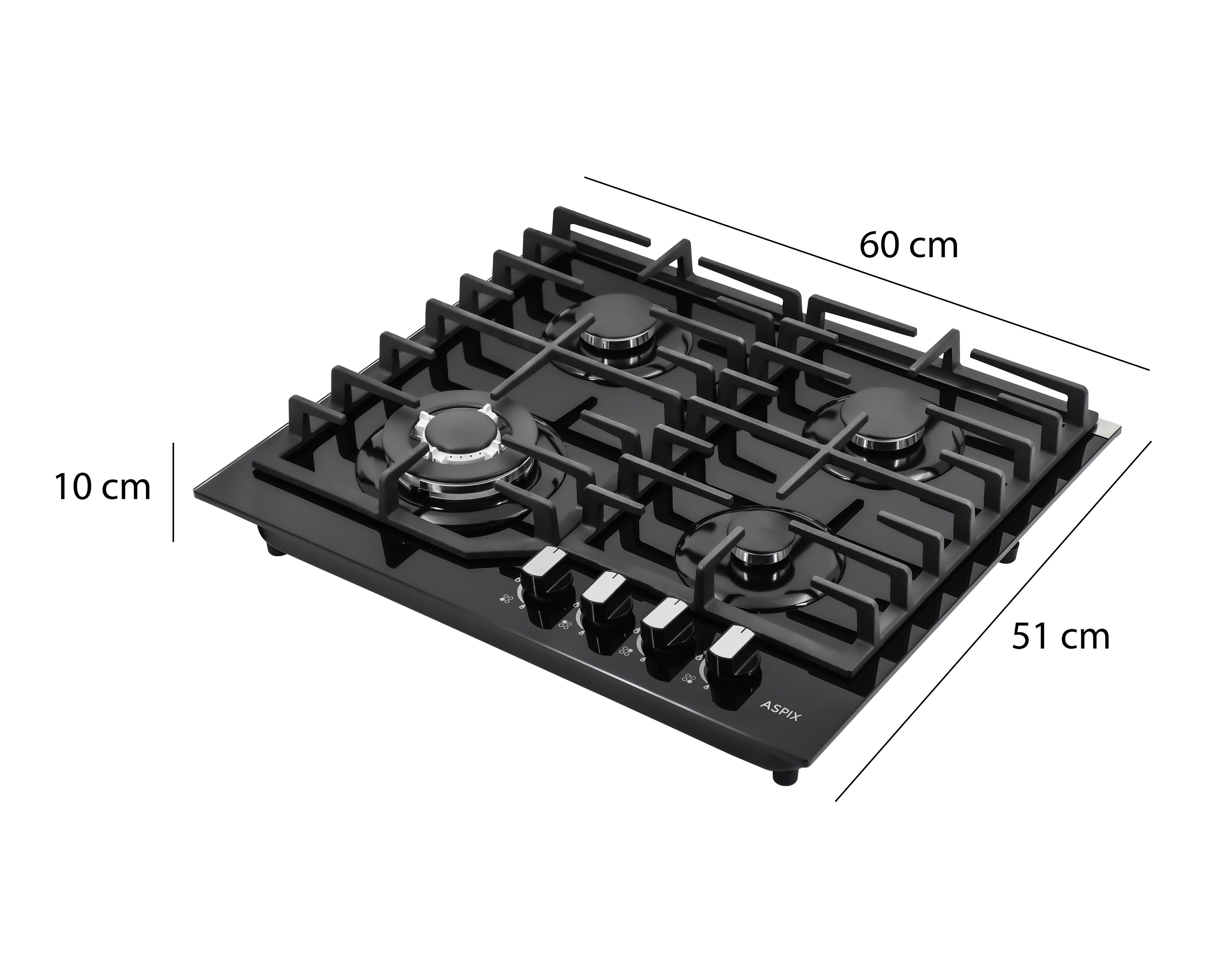 Foto 4 | Foto 4 | Parrilla Empotrable Aspix 23 Pulgadas de Gas P4QANG Negra