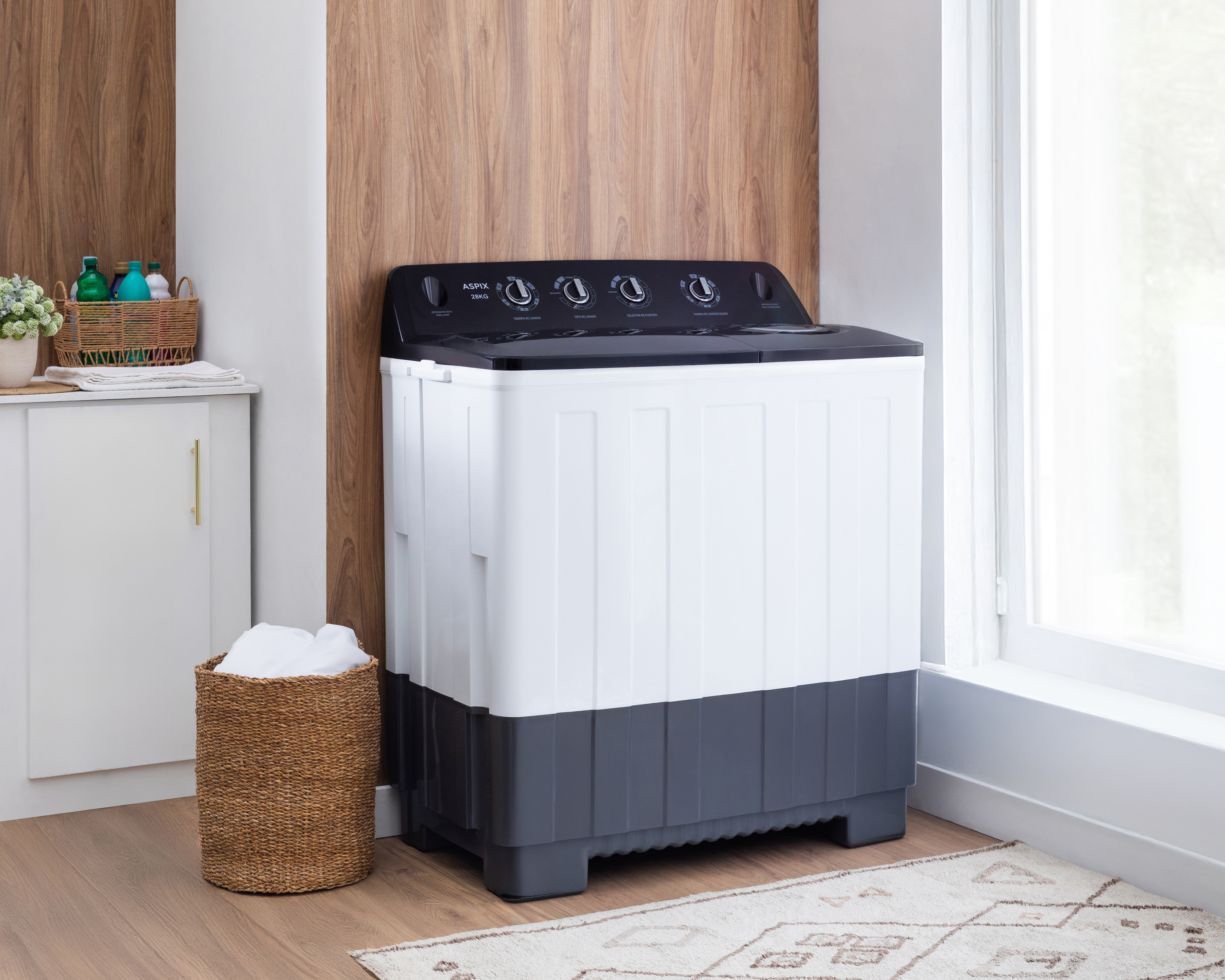 Foto 8 | Foto 8 | Lavadora Aspix Doble Tina LS2801T 28 kg Blanca