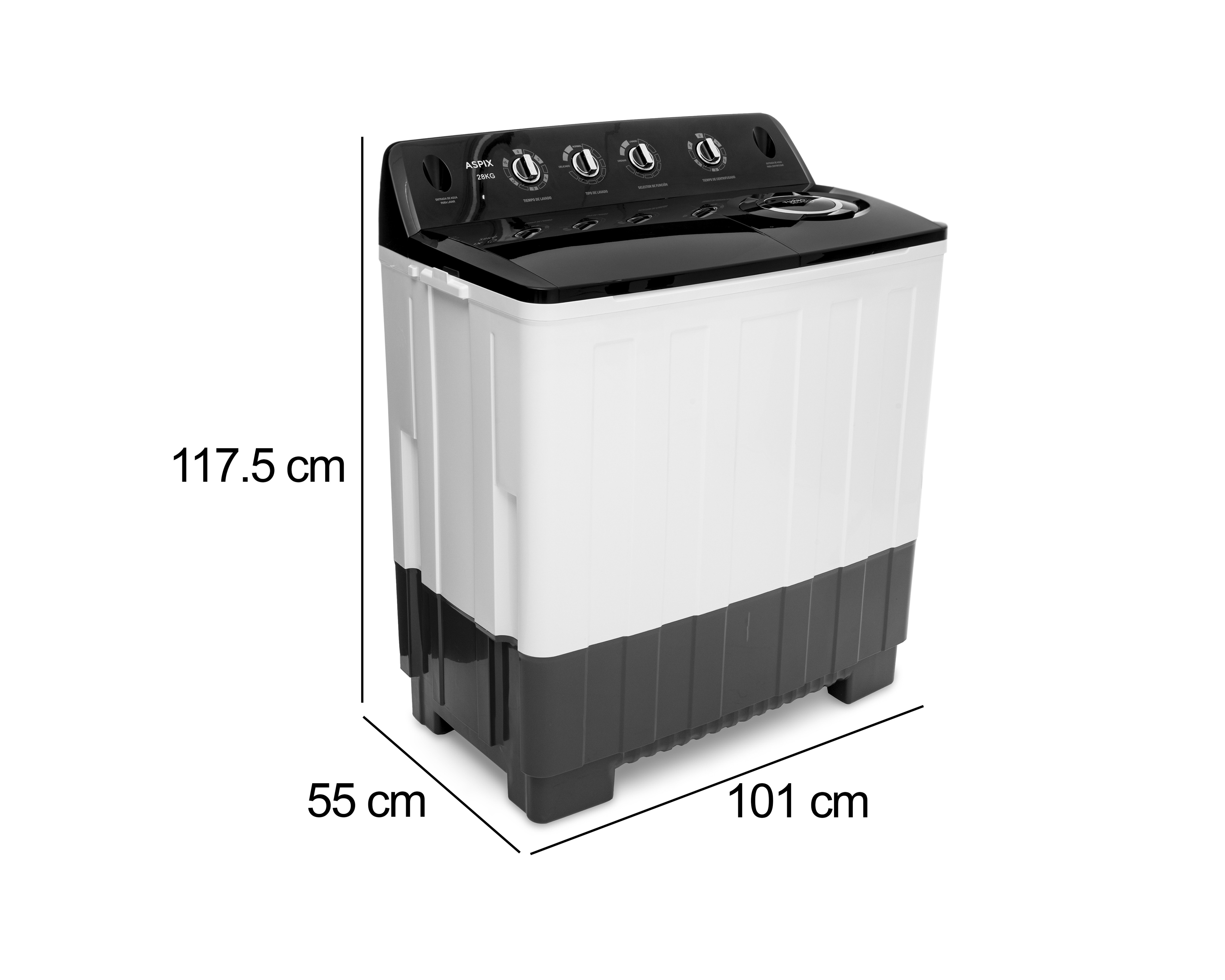 Foto 9 | Foto 9 | Lavadora Aspix Doble Tina LS2801T 28 kg Blanca