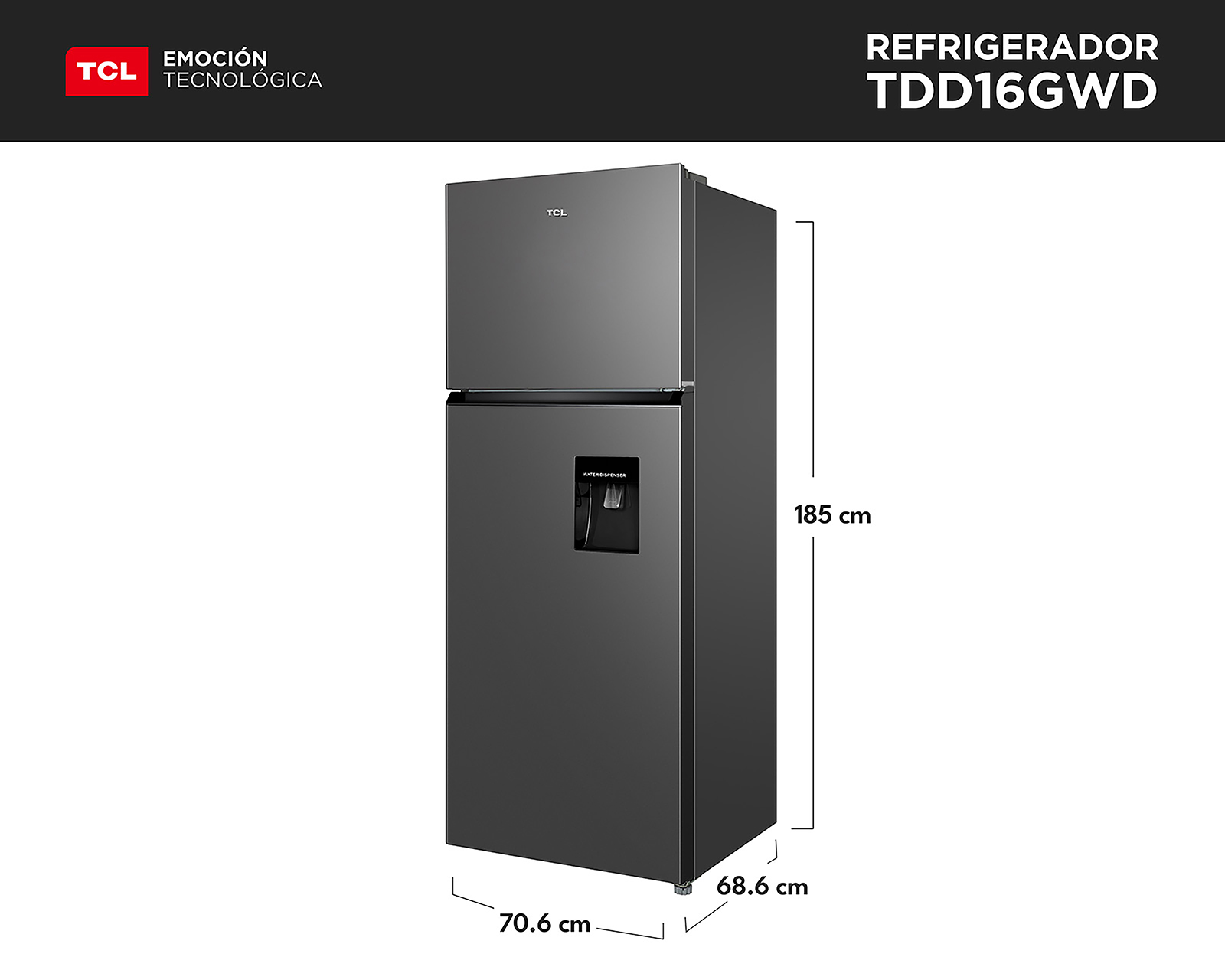 Foto 11 pulgar | Foto 10 | Refrigerador TCL Top Mount 16 Pies Acero TDD16GWD
