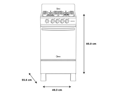 Foto 7 | Foto 7 | Estufa Midea de Piso 20 Pulgadas 4 Quemadores de Gas MGS20FS1BIABB Termocontrol