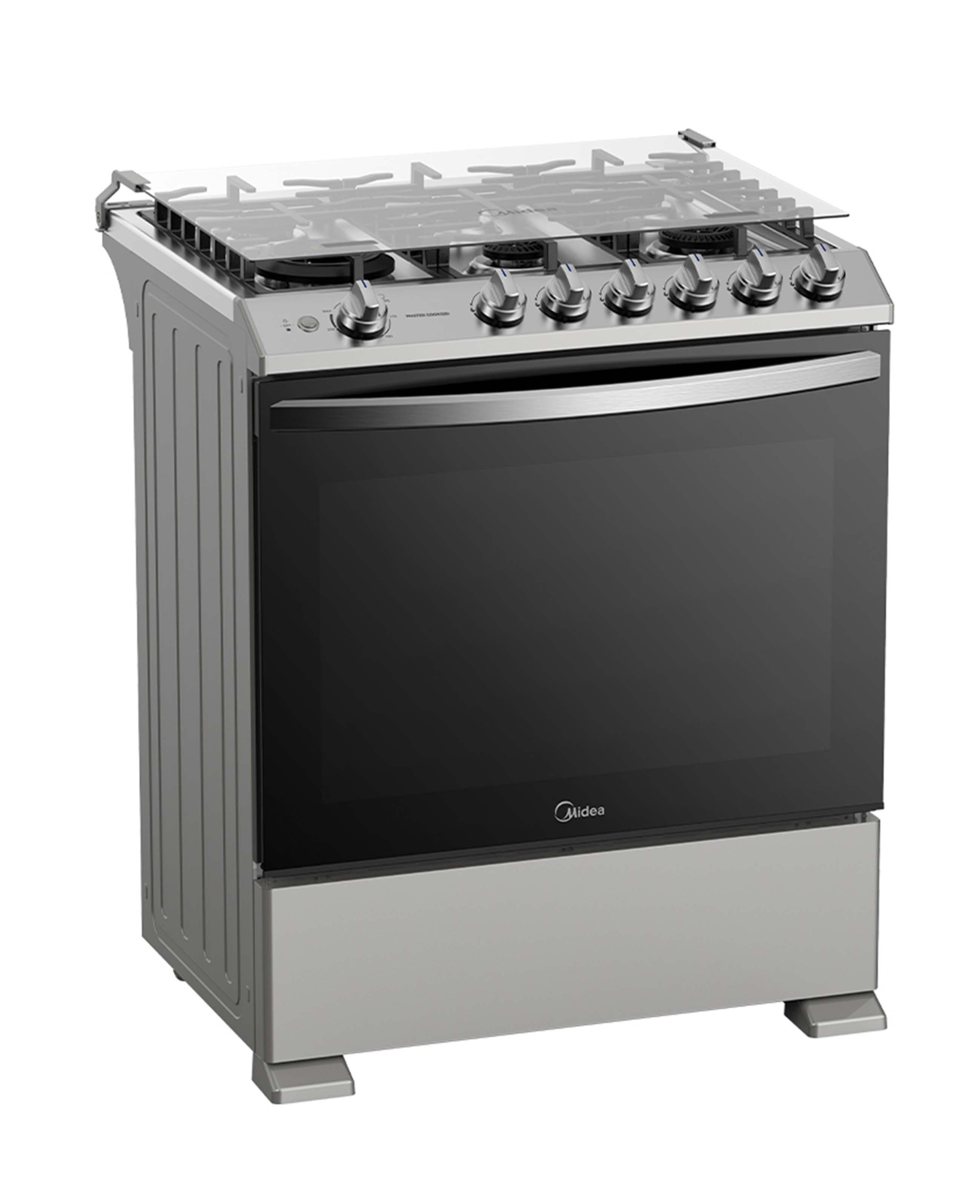 Estufa Midea de Piso 30 Pulgadas con 6 Quemadores de Gas MGS30FS1LIASGT