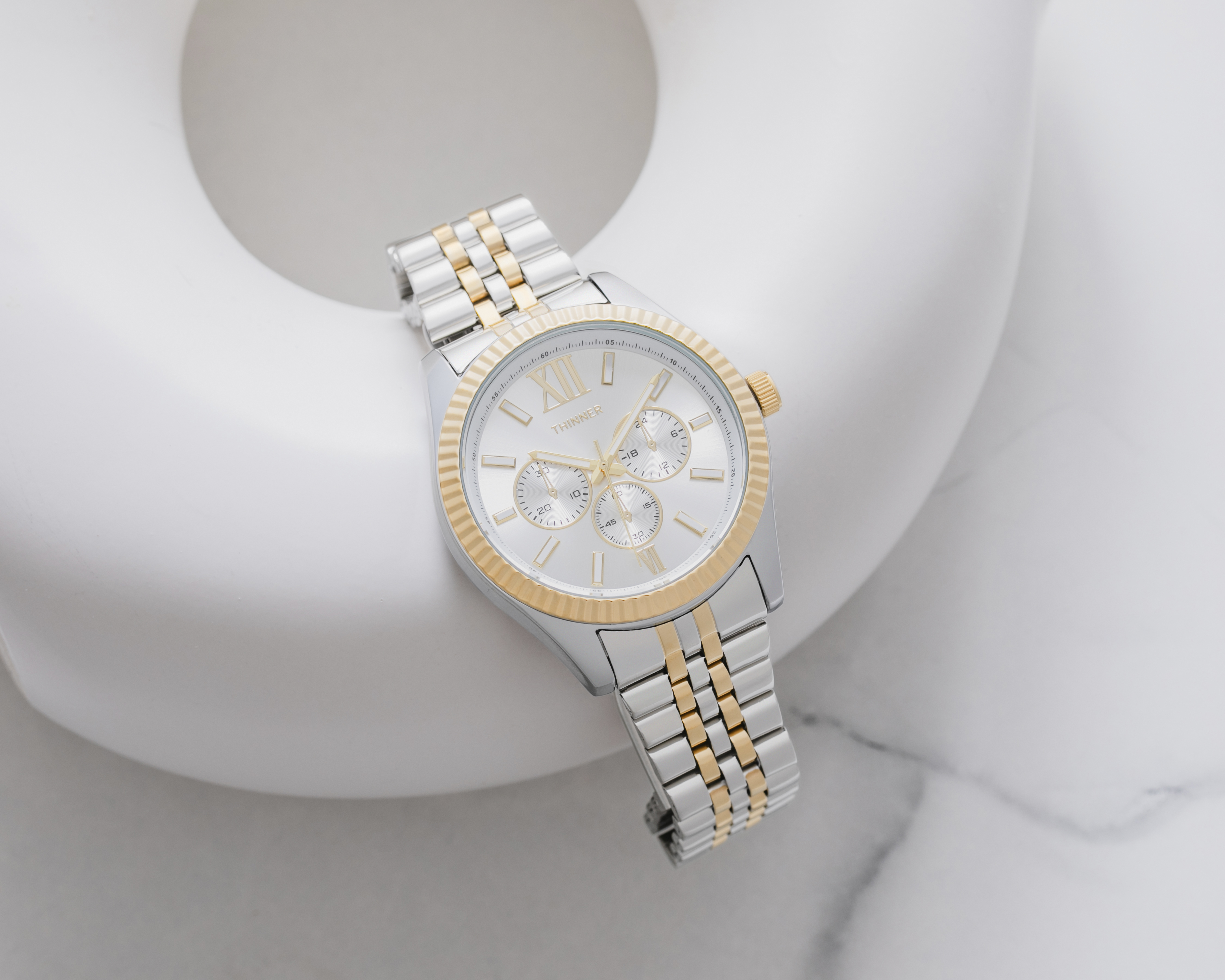 Foto 6 | Foto 6 | Reloj para Hombre Thinner 17088 Plateado/Dorado