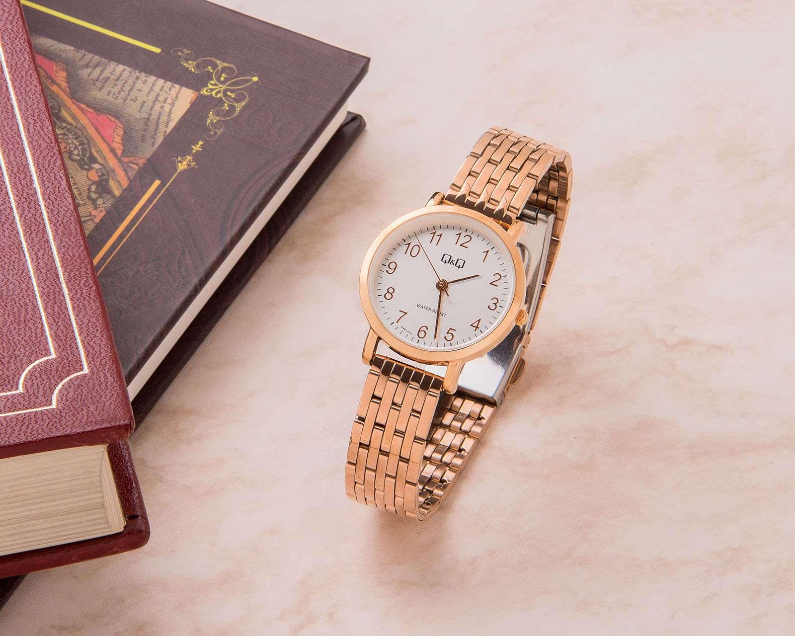 Foto 5 pulgar | Foto 4 | Reloj Q&Q QA21J014Y Oro Rosa