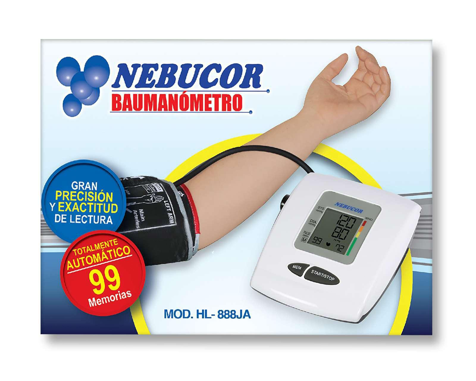 Foto 4 pulgar | Foto 3 | Baumanómetro Digital de Brazo Nebucor HL-888JA