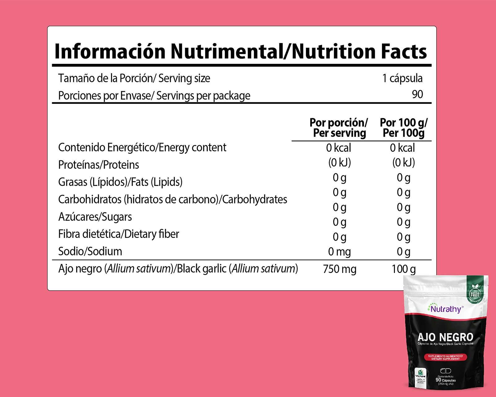 Foto 4 | Foto 4 | Suplemento Alimenticio Nutrathy Ajo Negro 90 Cápsulas